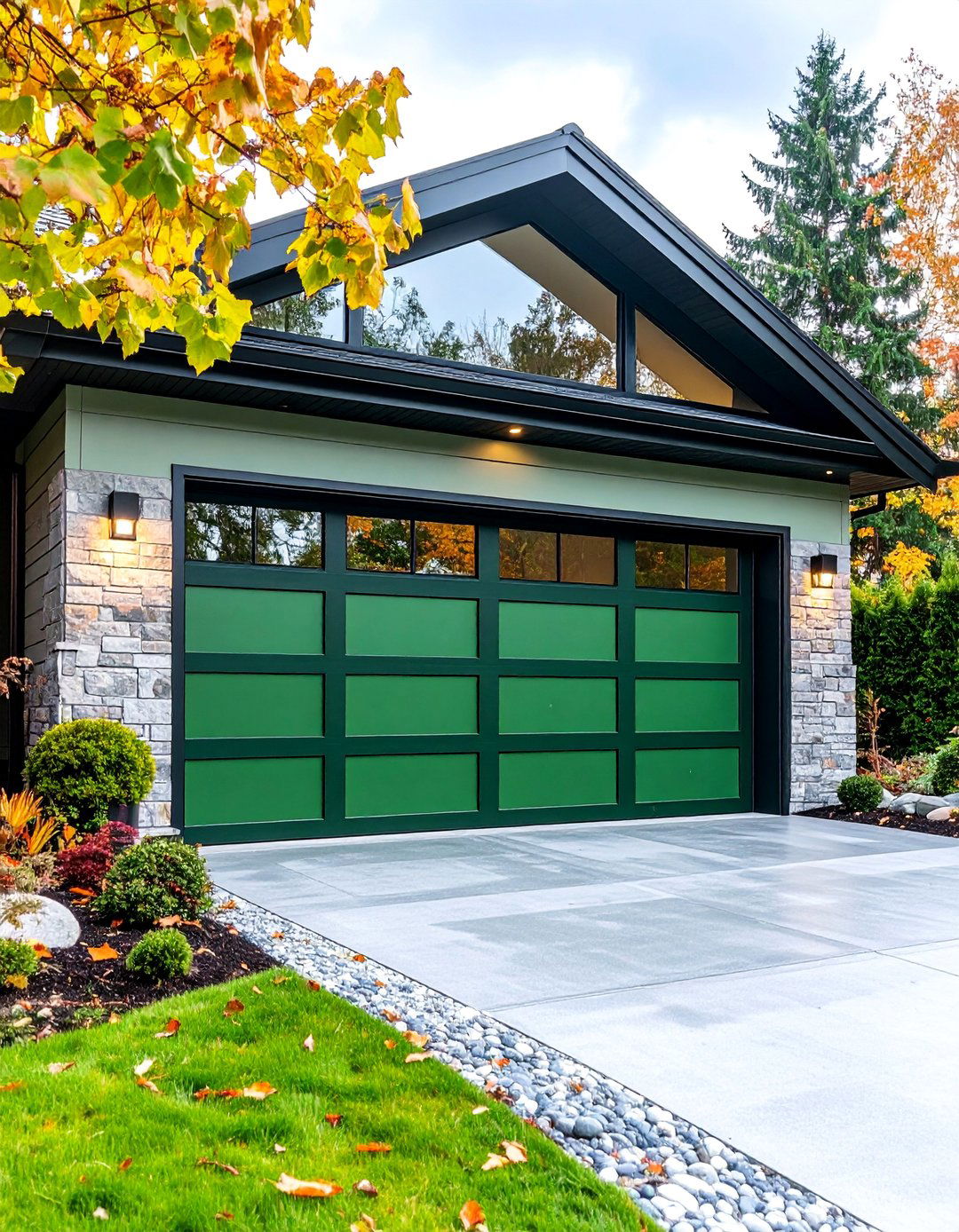 Lime Green Contemporary with Smart Home Integration - 25 Green Garage Door Ideas