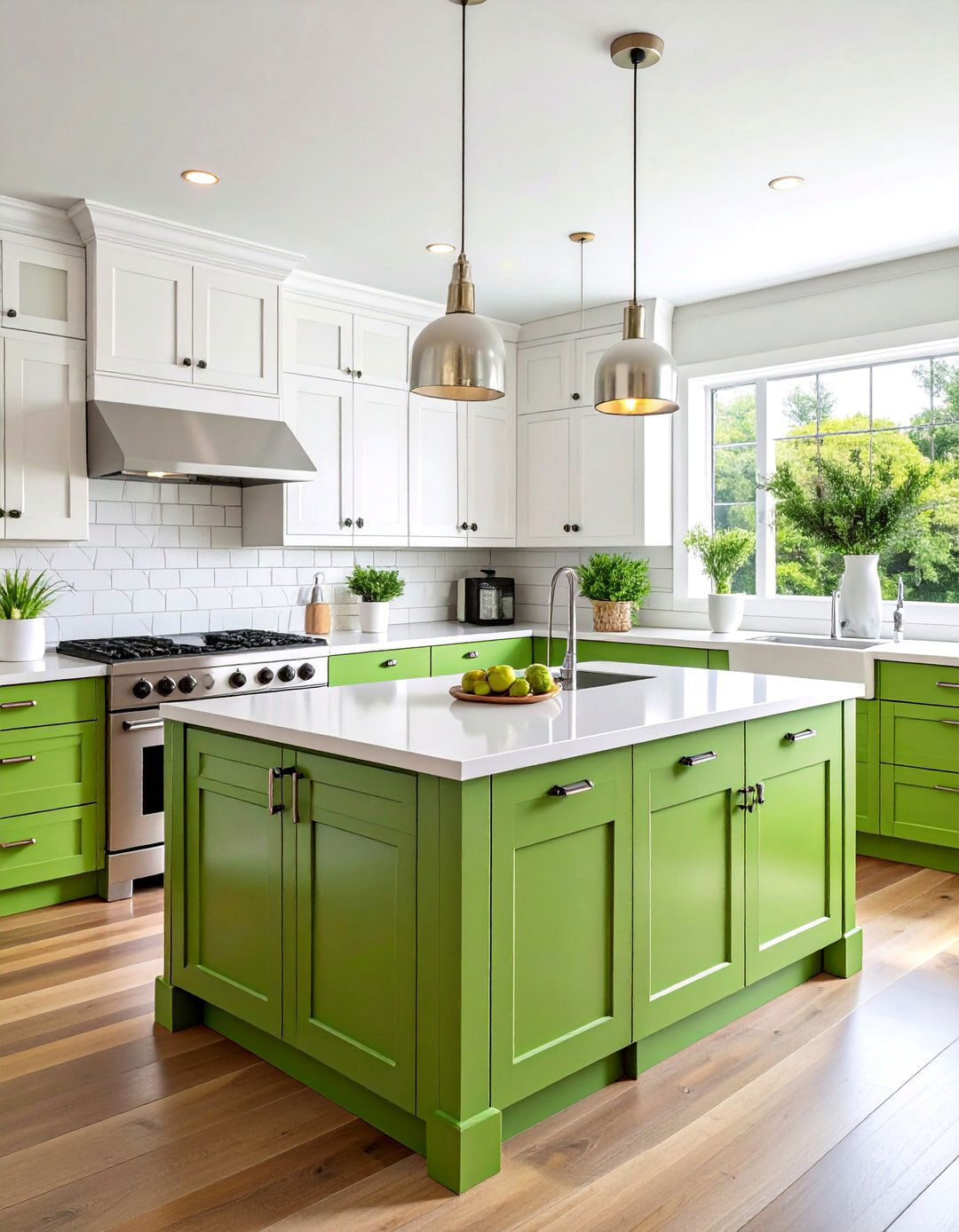 Lime Green Kitchen with White Subway Tiles - 25 Colorful Kitchen Ideas