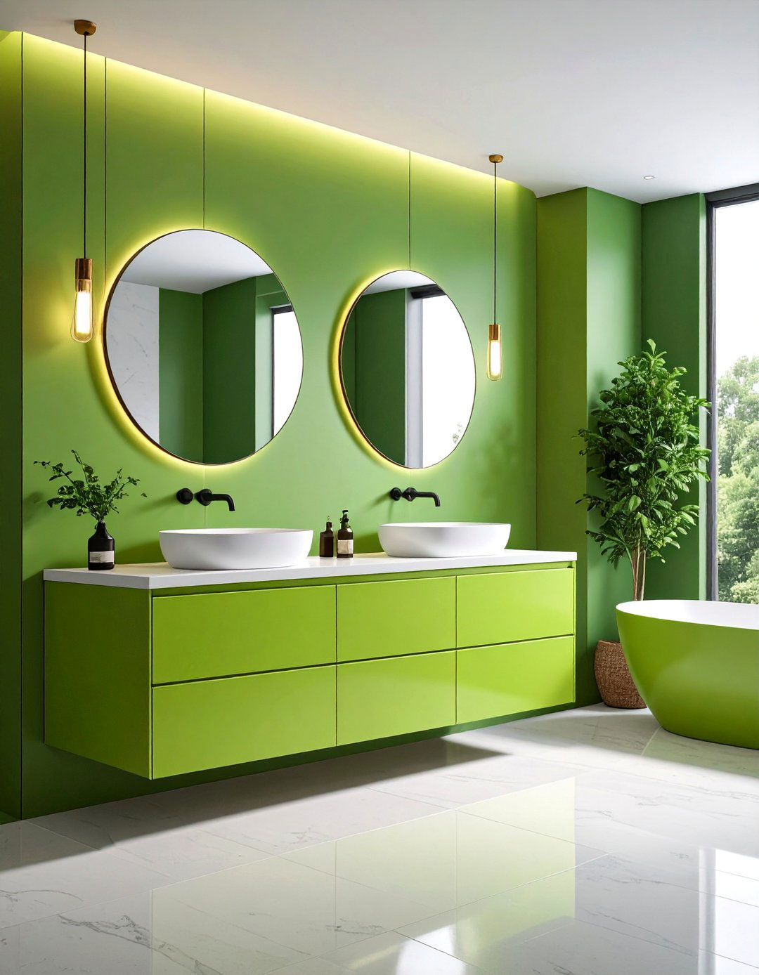 Lime Green Modern Minimalist Vanity - 25 Bathroom With Green Vanity