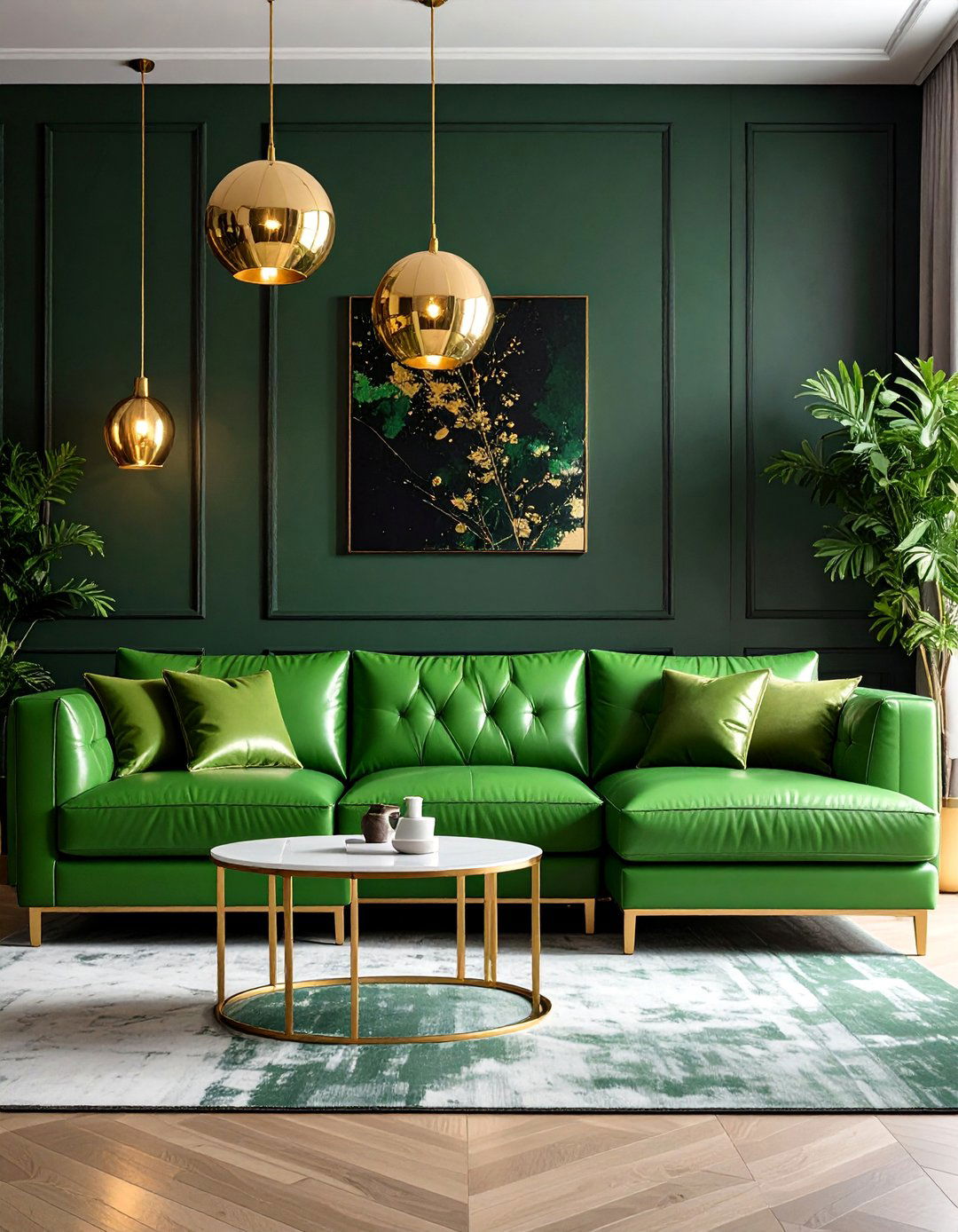 Lime Green and Bright Gold Contemporary Living Room - 25 Green and Gold Living Room Ideas