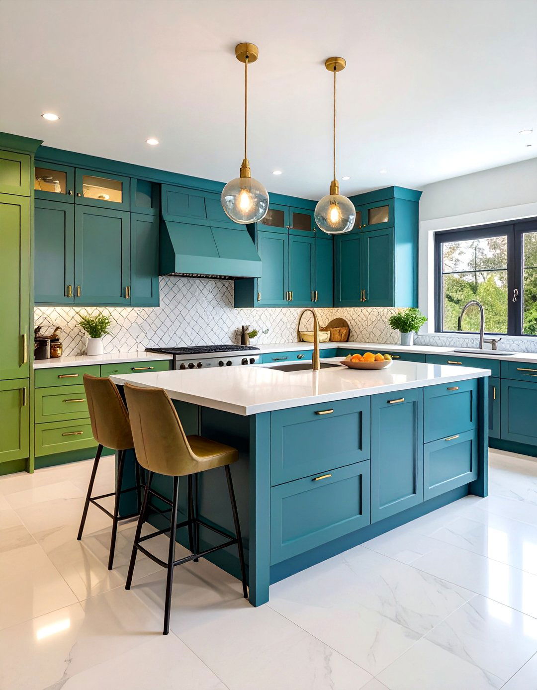 Lime Green and Cerulean Blue Modern Kitchen Energy - 25 Blue and Green Color Combos for Decorating