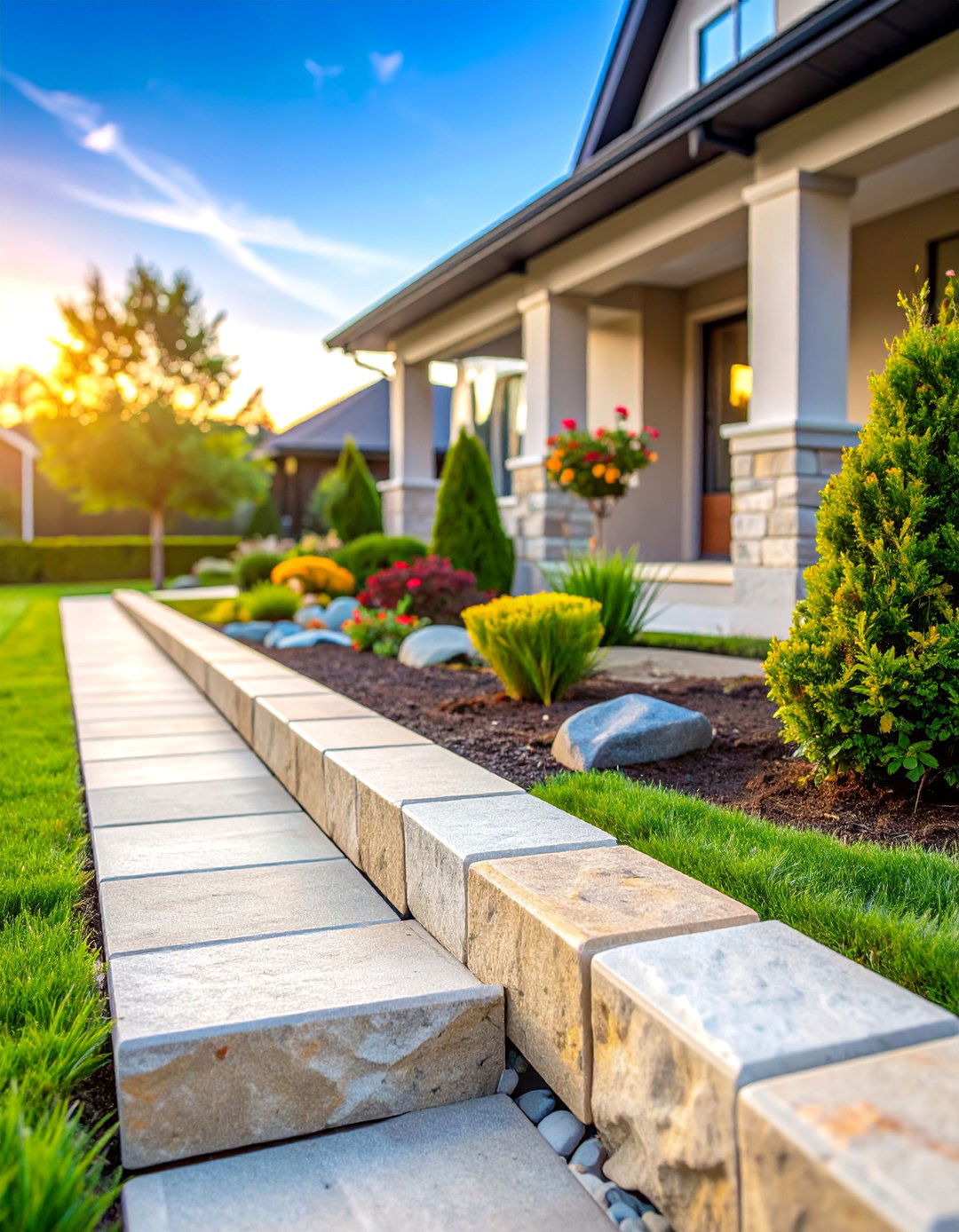 Limestone Block Edging - 25 Gravel Driveway Edging Ideas