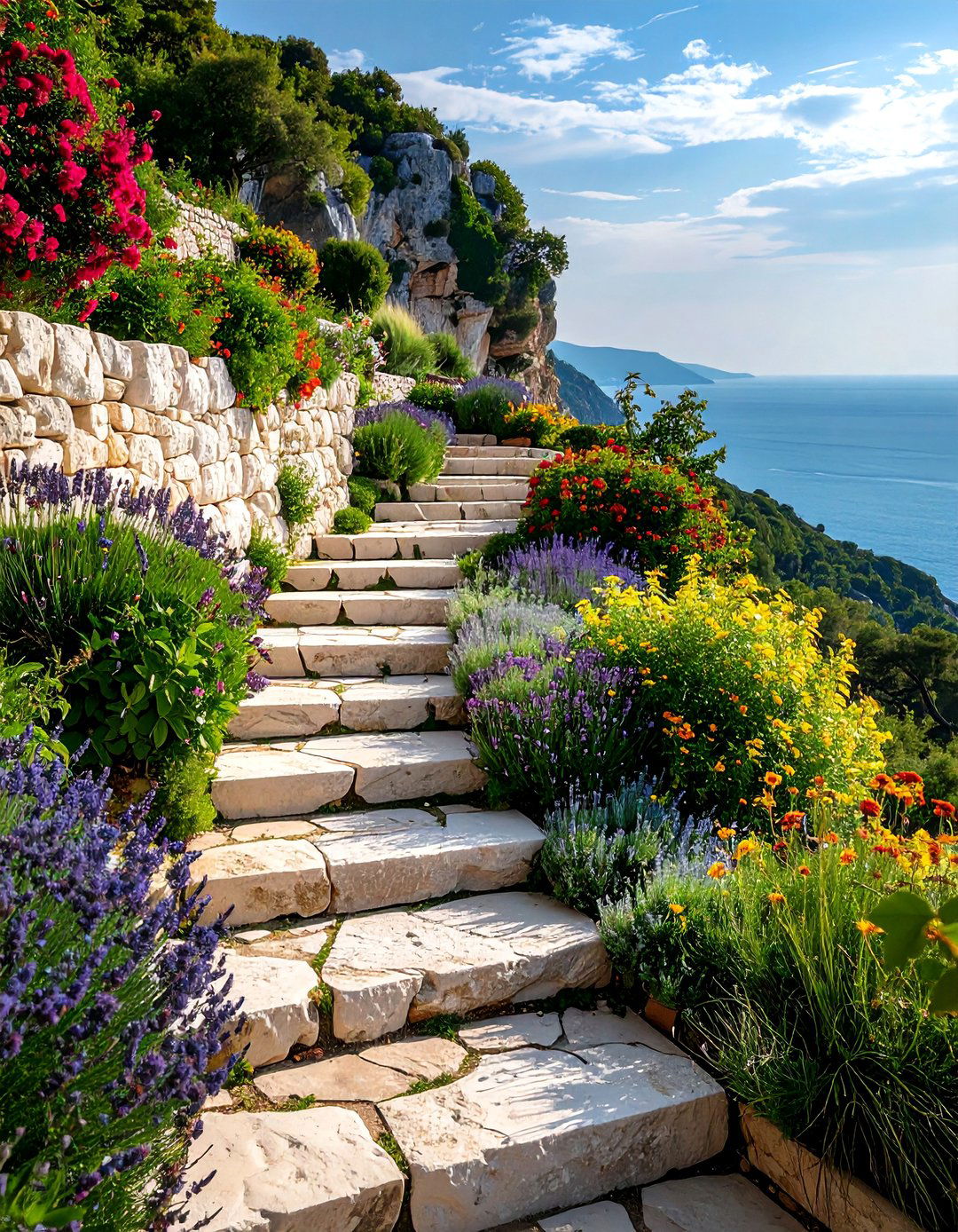 Limestone Cliff Garden Terraces - 25 Hillside Terraced Garden Ideas