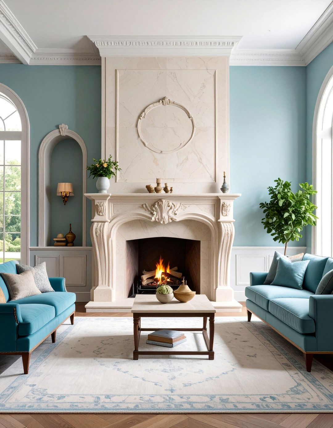 Limestone Fireplace with French Country Charm - 25 Floor to Ceiling Stone Fireplace Ideas