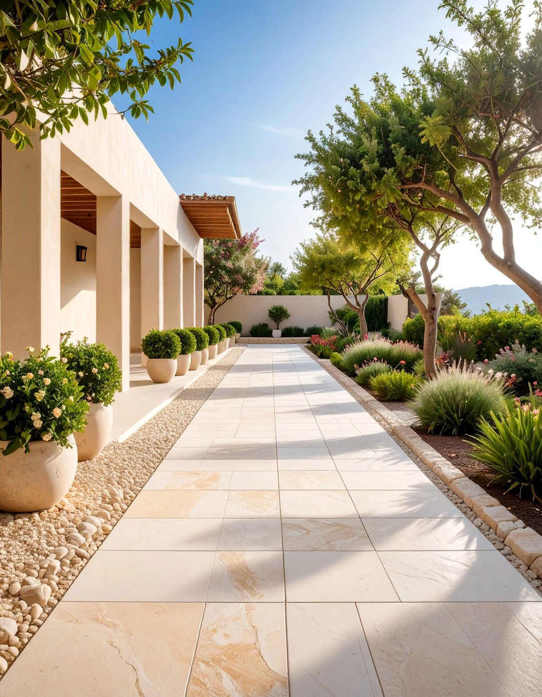 Limestone Flagstone Walkway with Light Tones - 25 Flagstone Walkway Ideas
