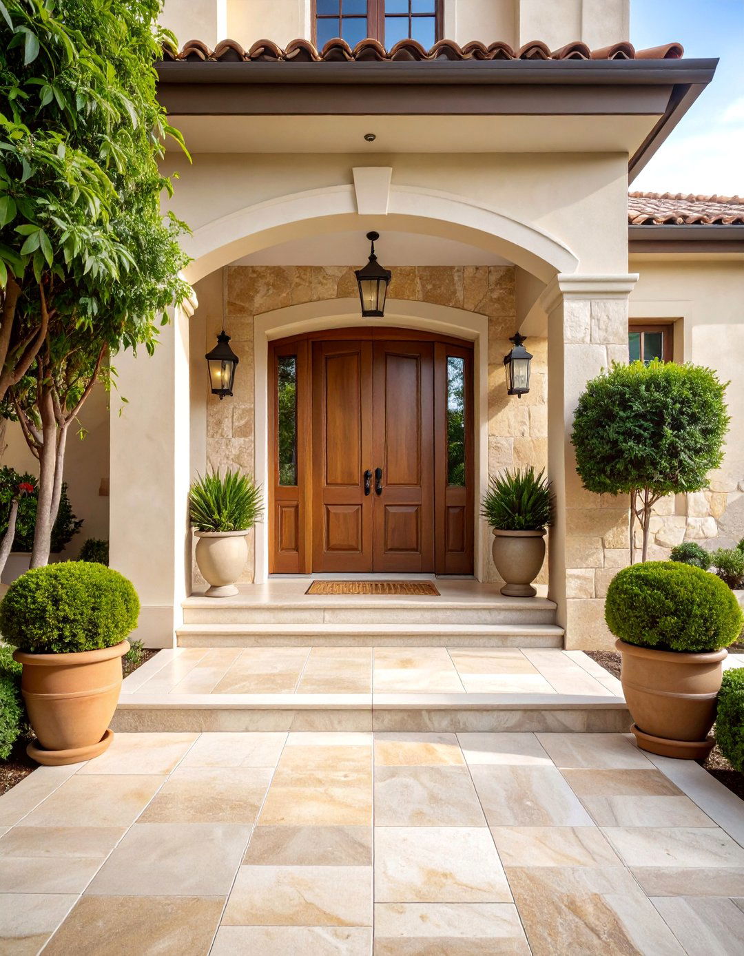 Limestone Front Porch Tiles - 25 Front Porch Tile Ideas