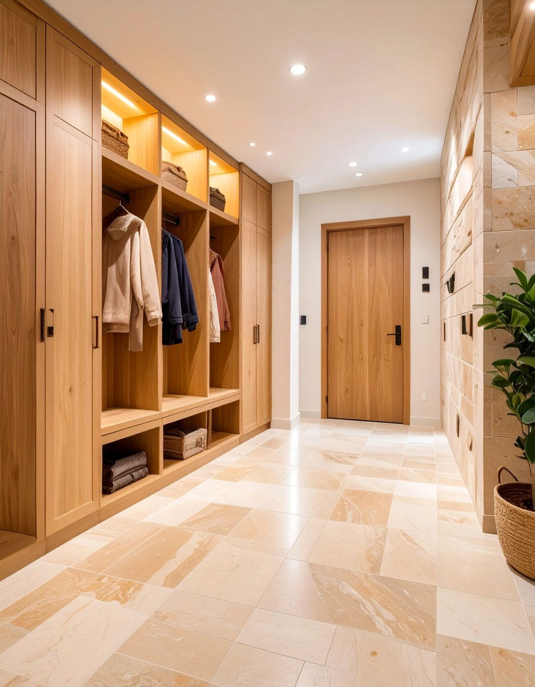 Limestone Honed Finish Mudroom Tiles - 25 Mudroom Tile Floor Ideas