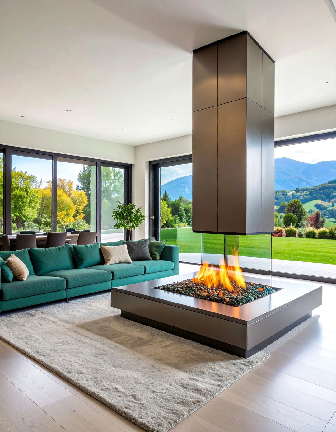 Linear Corner Gas Fireplace with Contemporary Style - 25 Corner Gas Fireplace Ideas