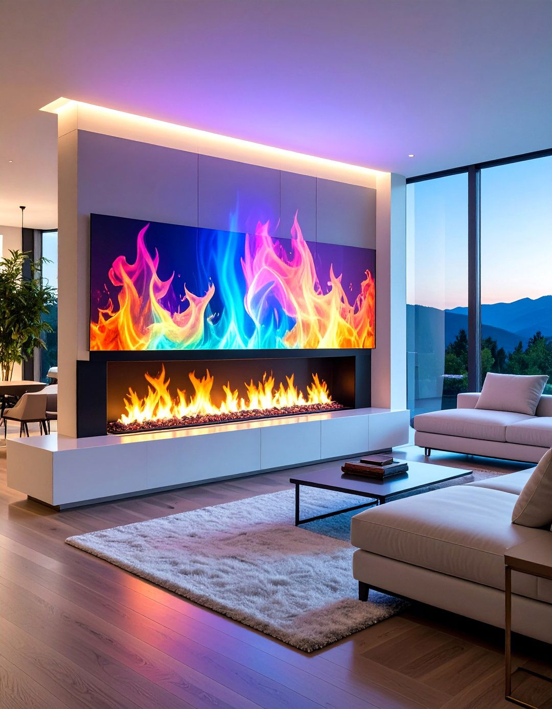Linear Fireplace with Holographic Flame Technology - 25 linear fireplace ideas
