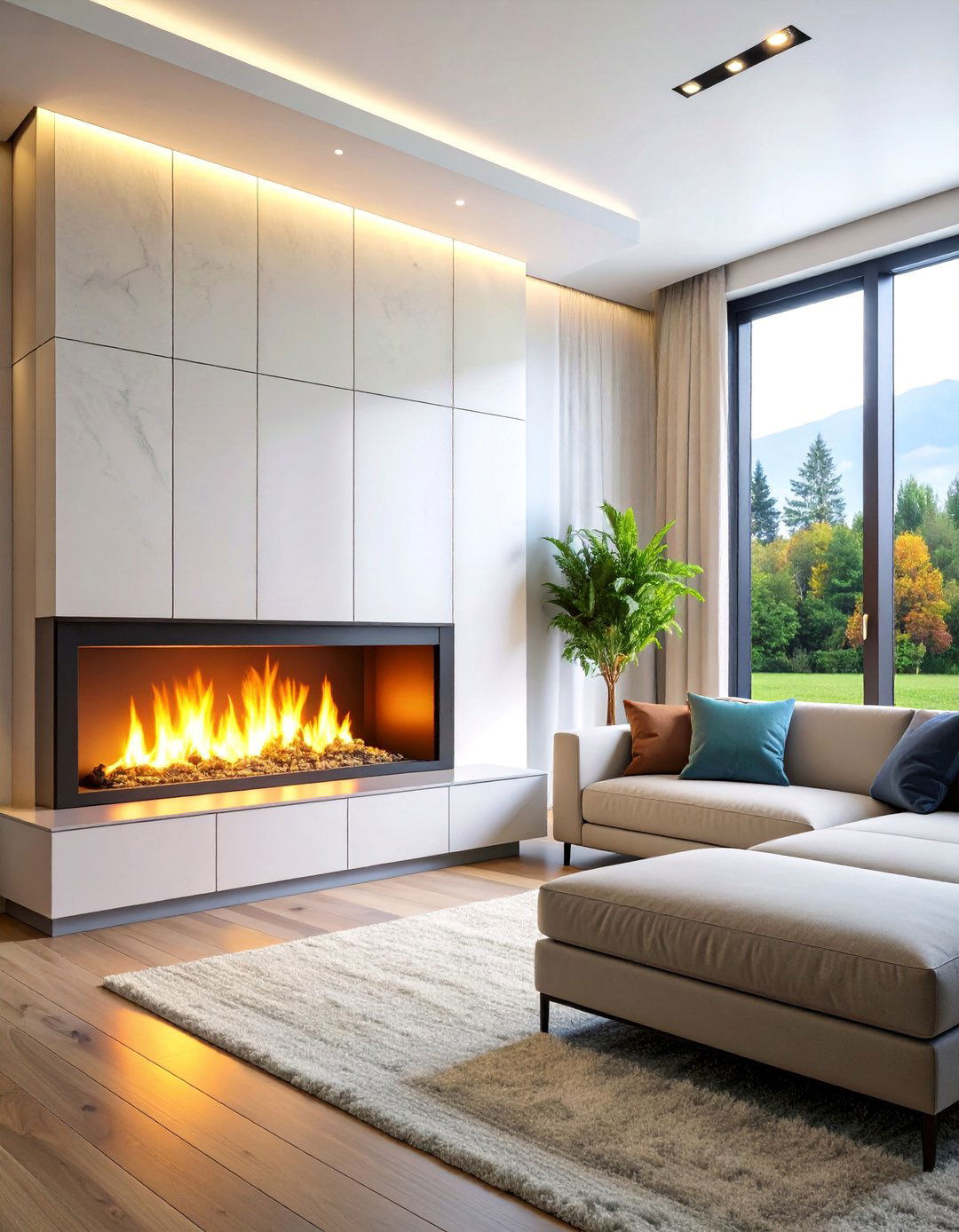 Linear Fireplace with Smart Home Integration - 25 linear fireplace ideas