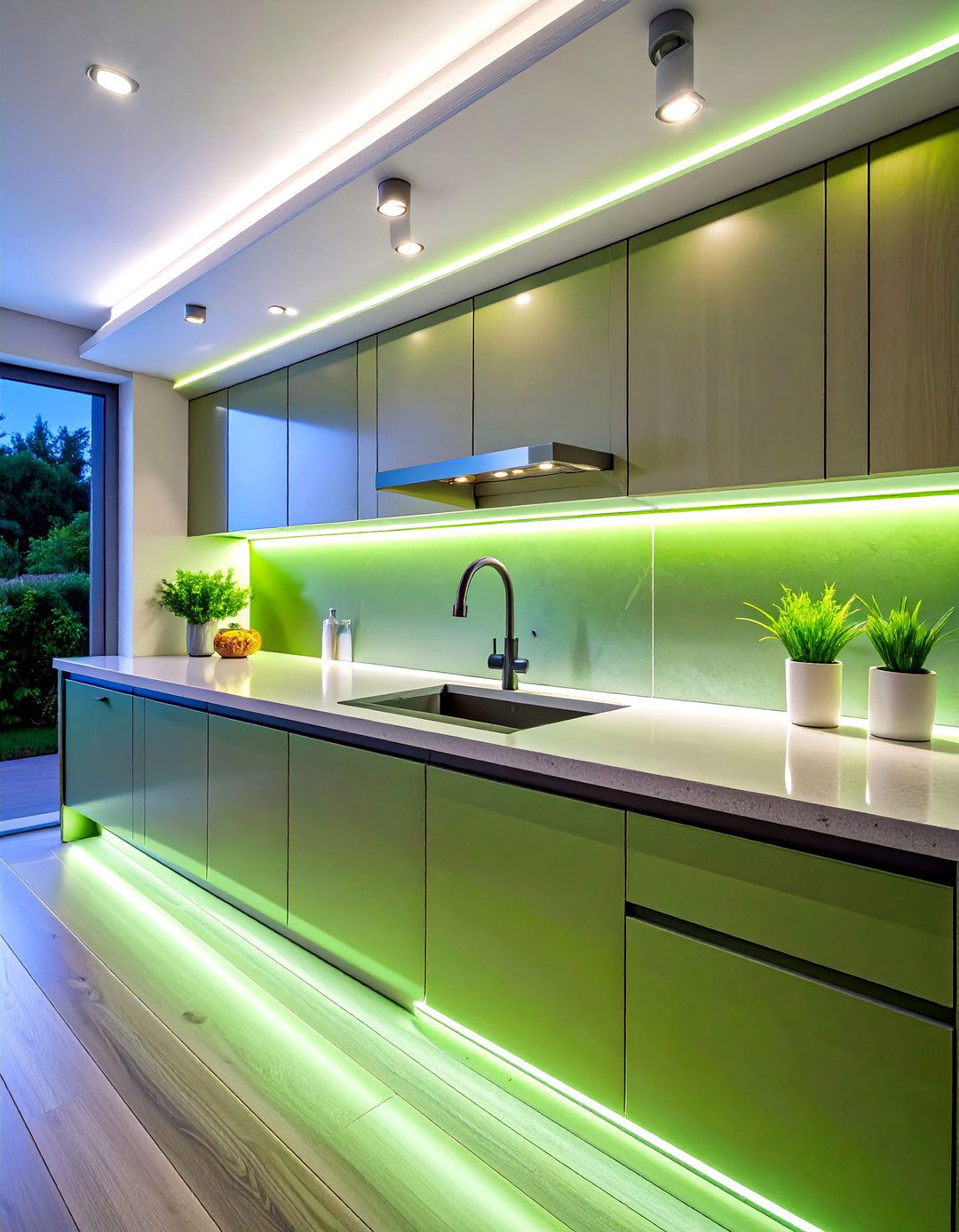Linear LED Strip Channel Lighting - 25 Kitchen Sink Lighting Ideas