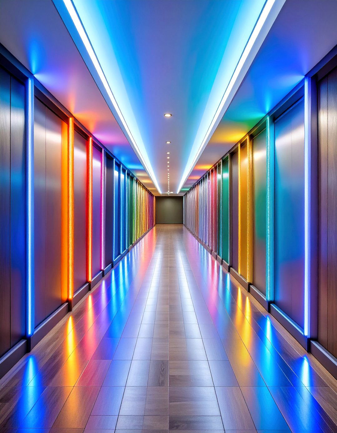 Linear LED Strip Hallway with Geometric Channel Design - 25 Narrow Hallway Lighting Ideas