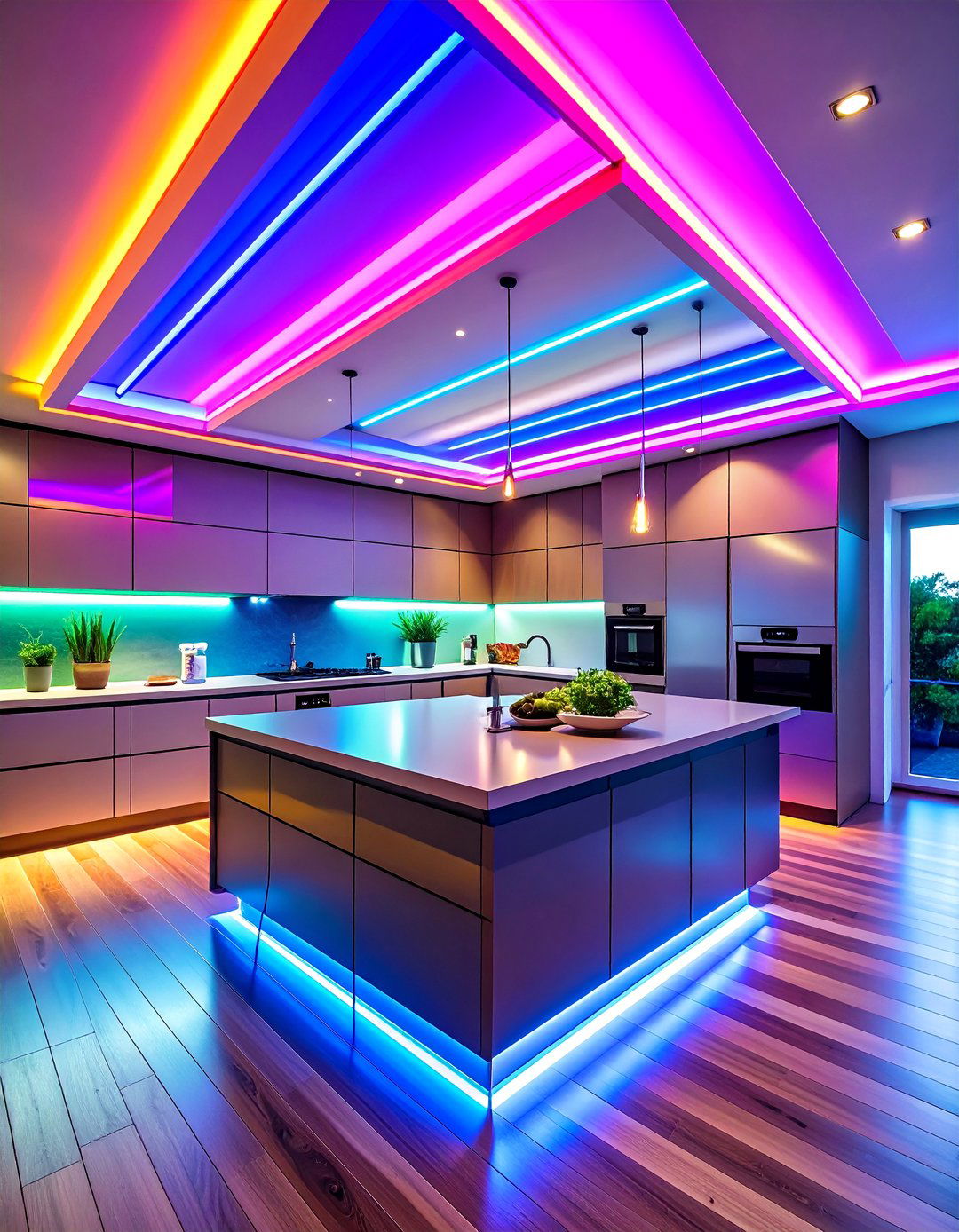 Linear Strip Pop Ceiling with Parallel Beams - 25 Pop Ceiling Design Ideas