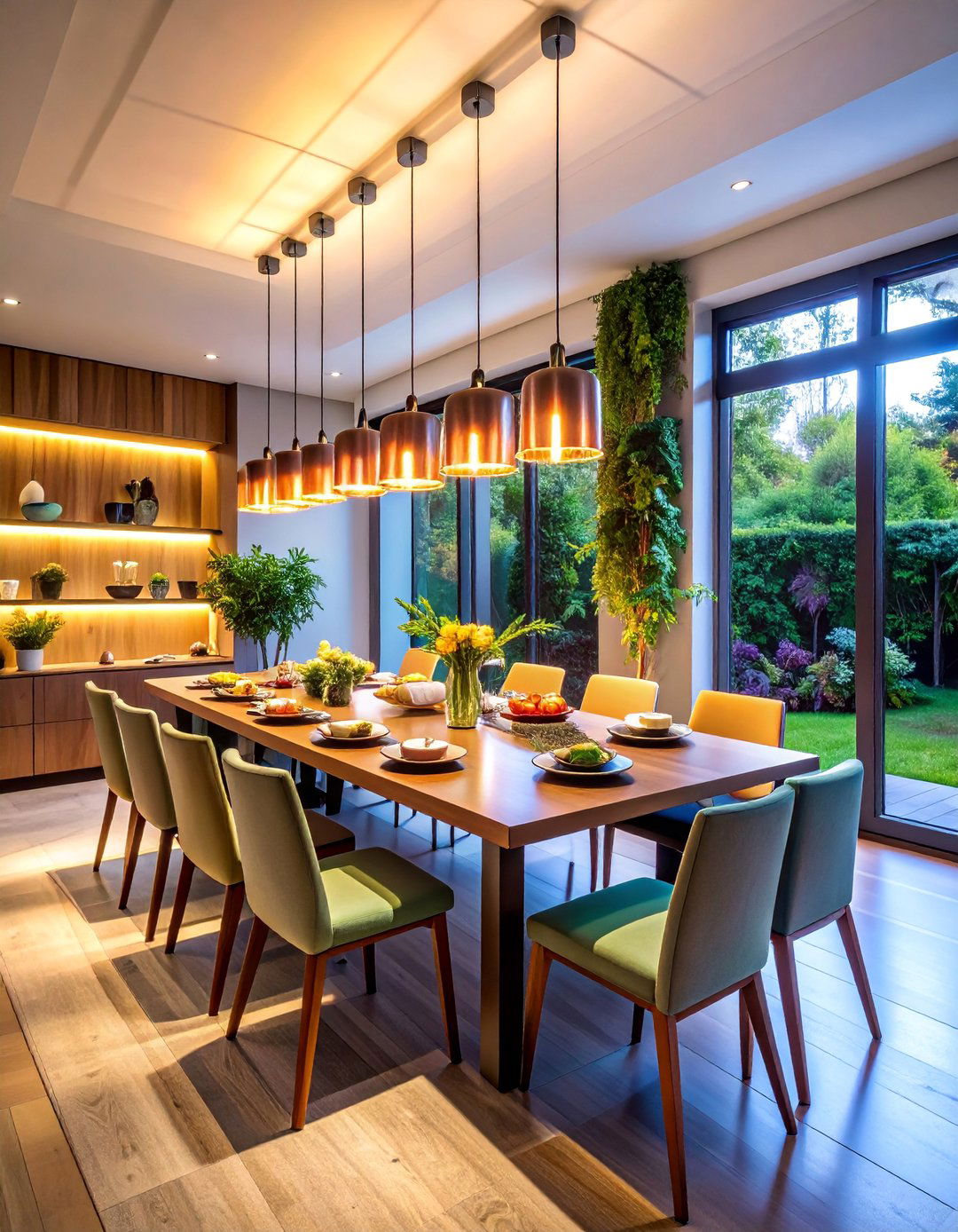Linear Suspension Light for Rectangular Tables - 25 Small Dining Room Lighting Ideas