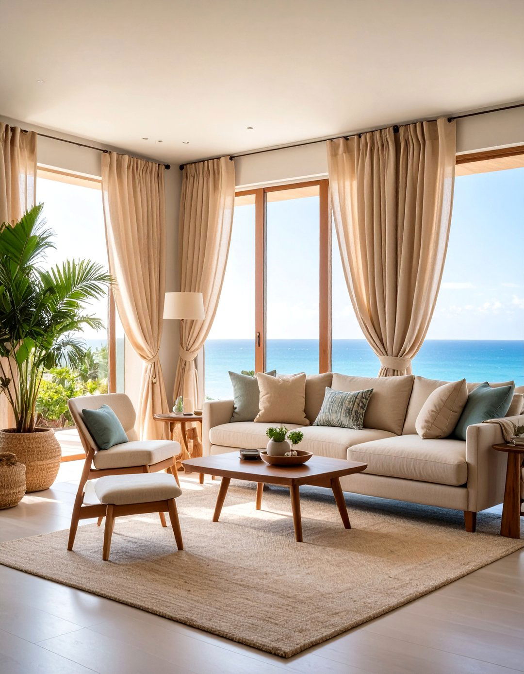 Linen Living Room Curtains with Relaxed Elegance - 25 Living Room Curtain Ideas
