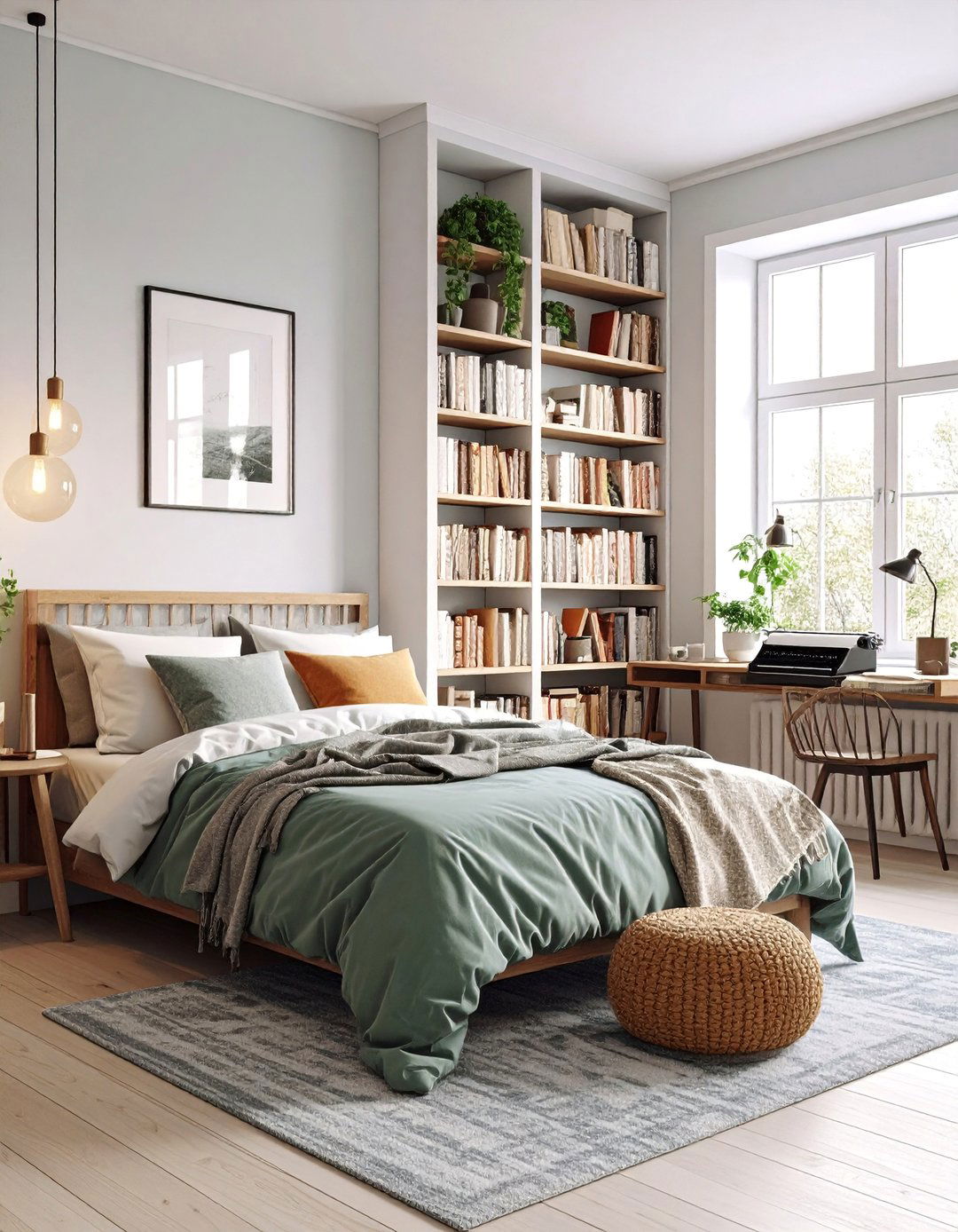 Literary Student Bedroom with Reading Nook Design - 25 Student Bedroom Design Ideas