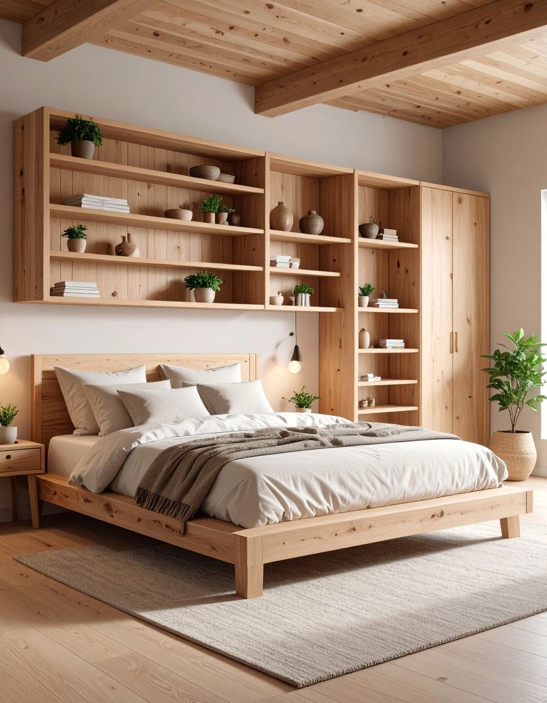 Live Edge Natural Wood Shelving - 25 Bedroom Shelving Ideas
