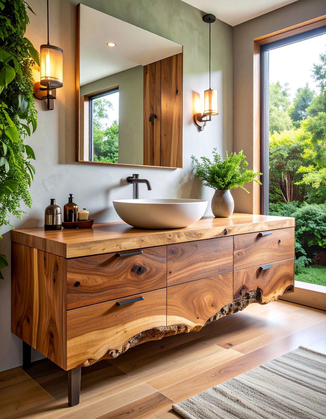 Live Edge Slab Wood Bathroom Vanity - 25 Wood Bathroom Vanity Ideas