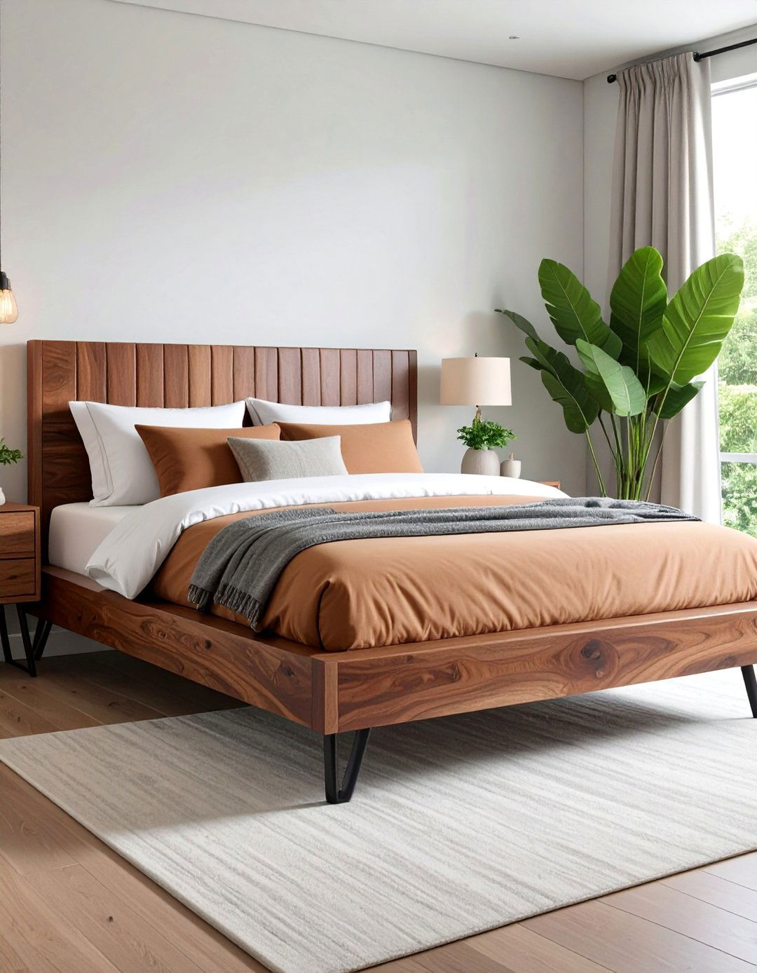 Live Edge Walnut Bed with Natural Character - 25 Unique Bed Design Ideas