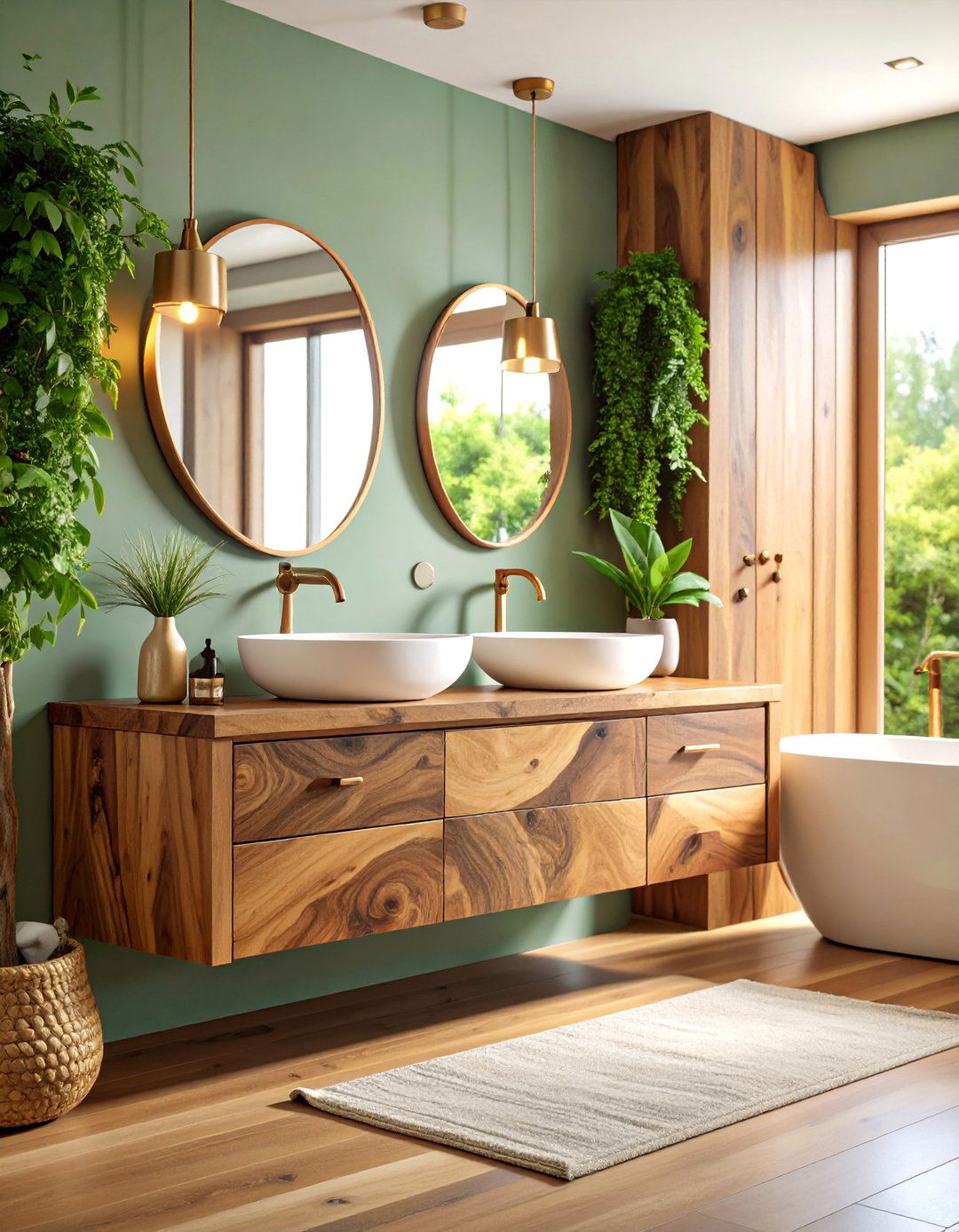 Live Edge Walnut Floating Vanity with Natural Wood Character - 25 Floating Vanity Bathroom Ideas