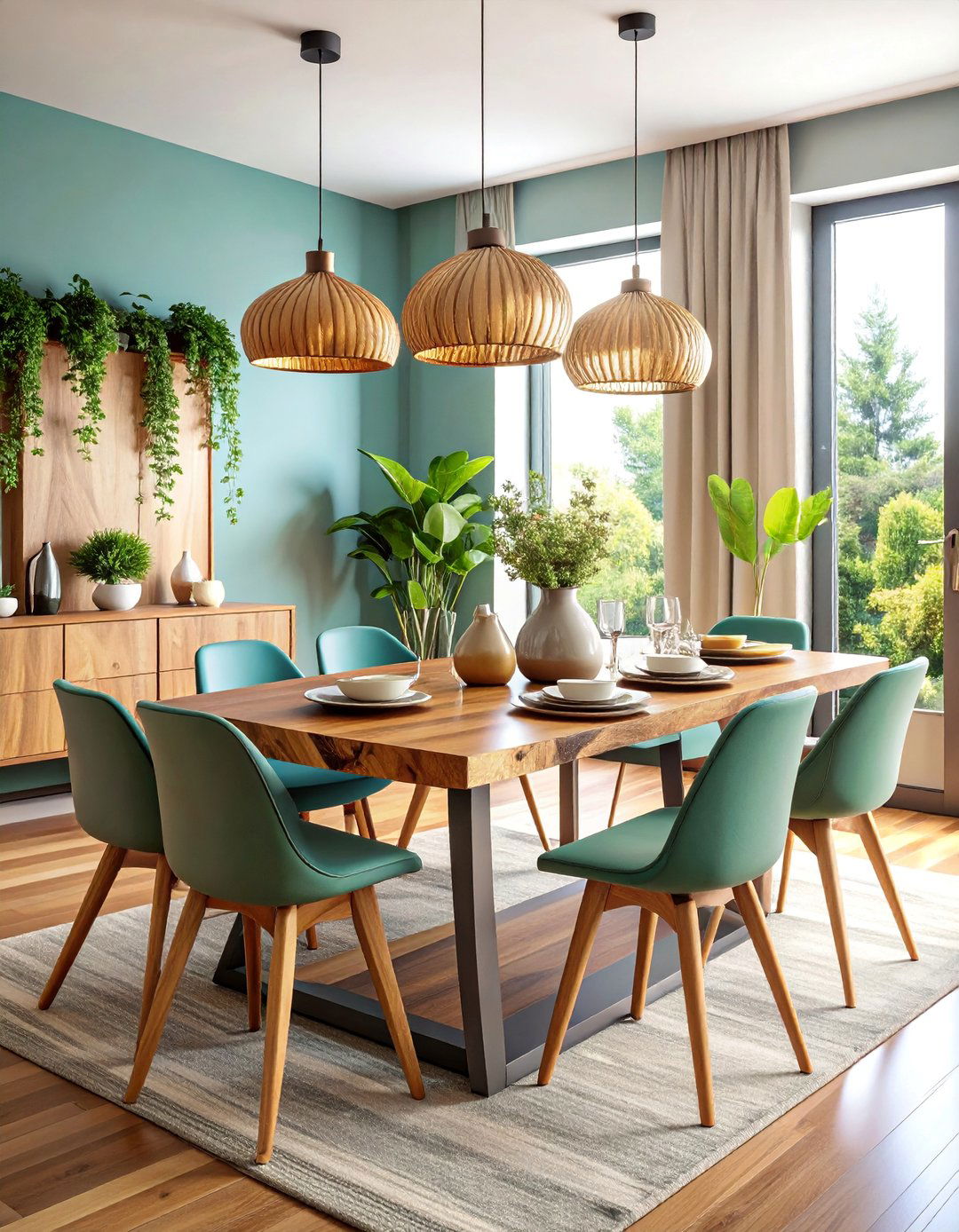 Live Edge Wood Dining Table Setup - 25 Wooden Interior Design Ideas