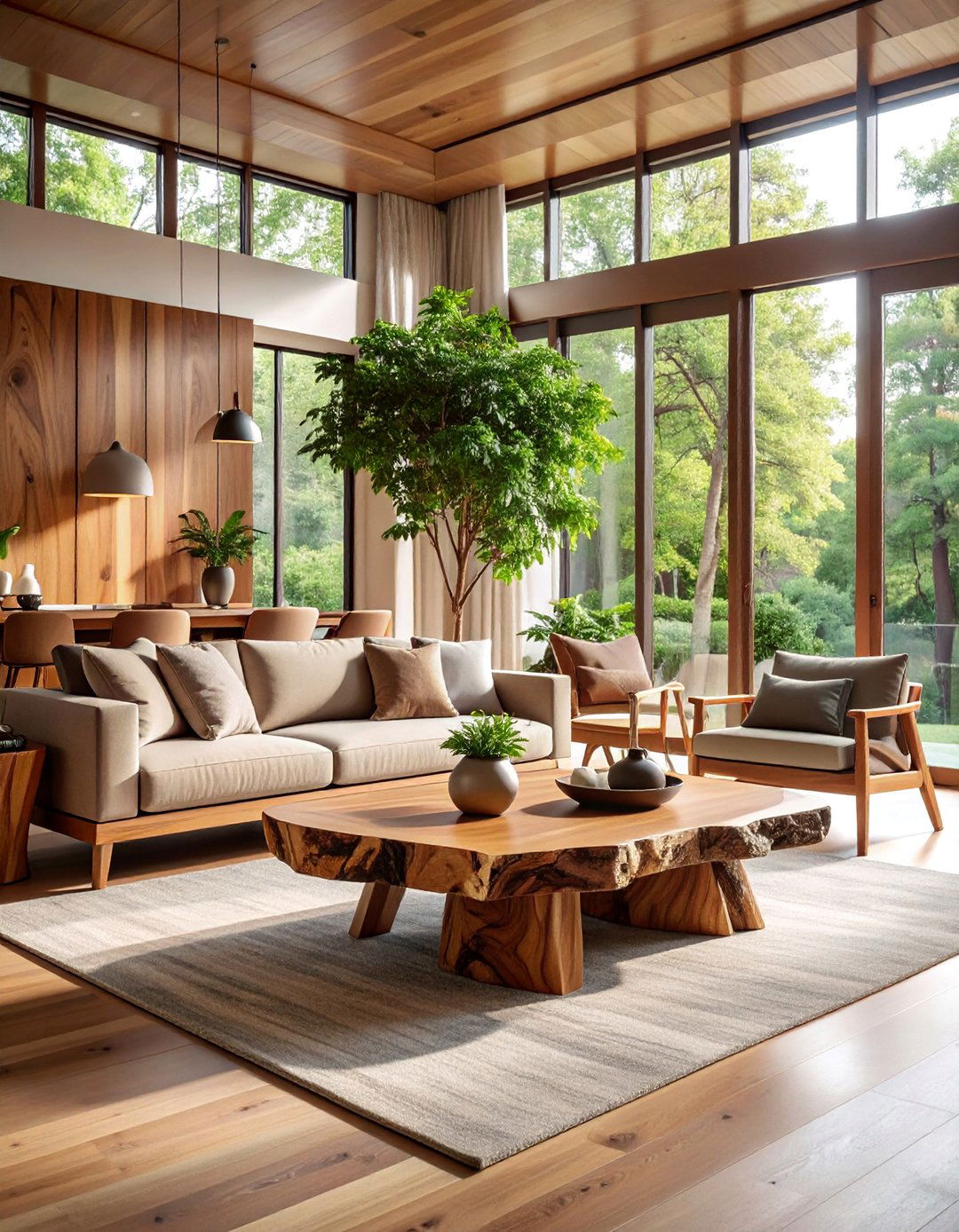 Live Edge Wood Furniture Living Room - 25 Natural Living Room Ideas