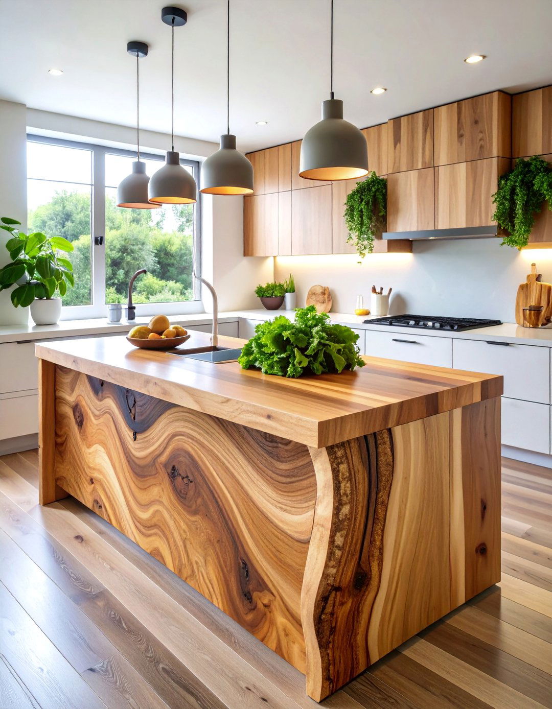 Live Edge Wood Kitchen Island Panel with Natural Organic Beauty - 25 Kitchen Island Back Panel Ideas