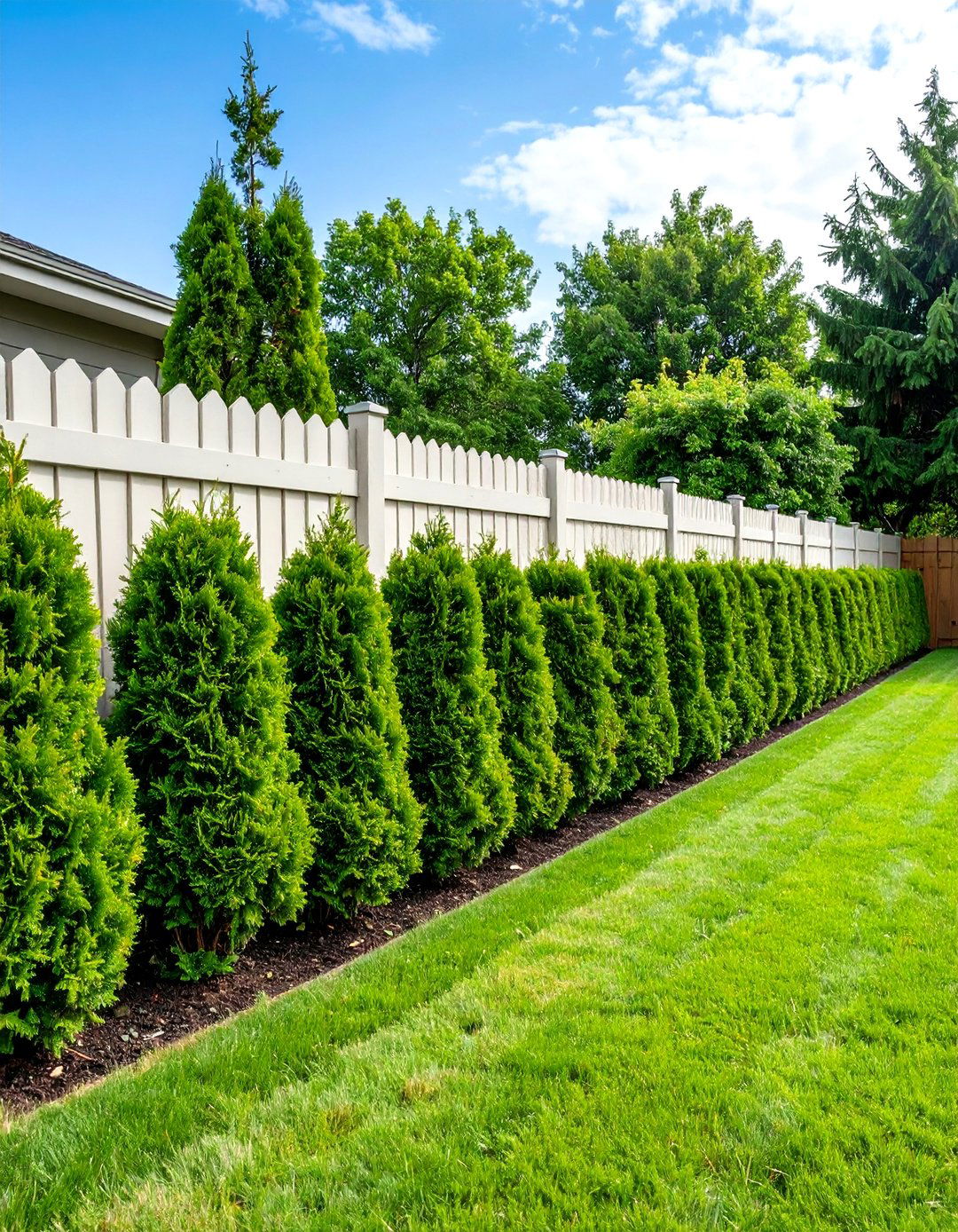 Living Corner Fence with Evergreen Hedging - 25 Corner Fence Ideas