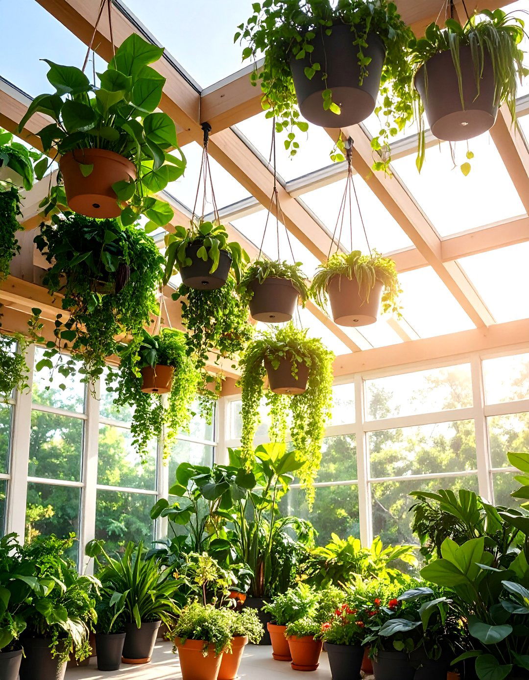 Living Green Ceiling Garden with Hanging Plants - 25 Green Ceiling Ideas