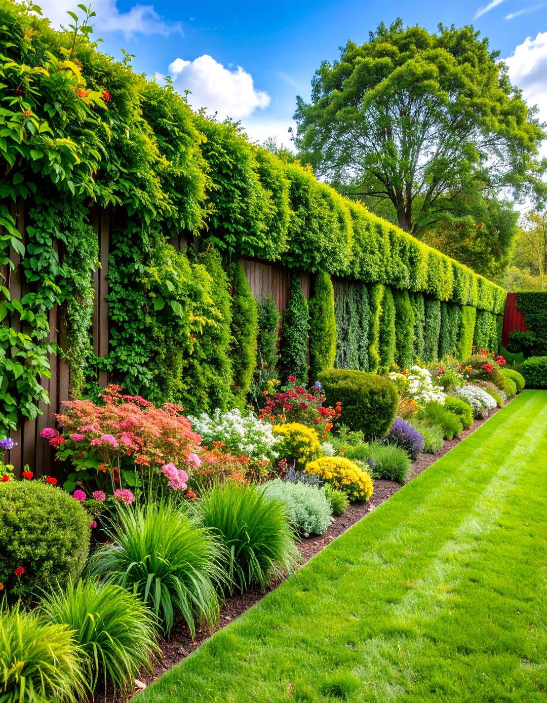 Living Hedge Fence with Mixed Plantings - 25 Vegetable Garden Fence Ideas