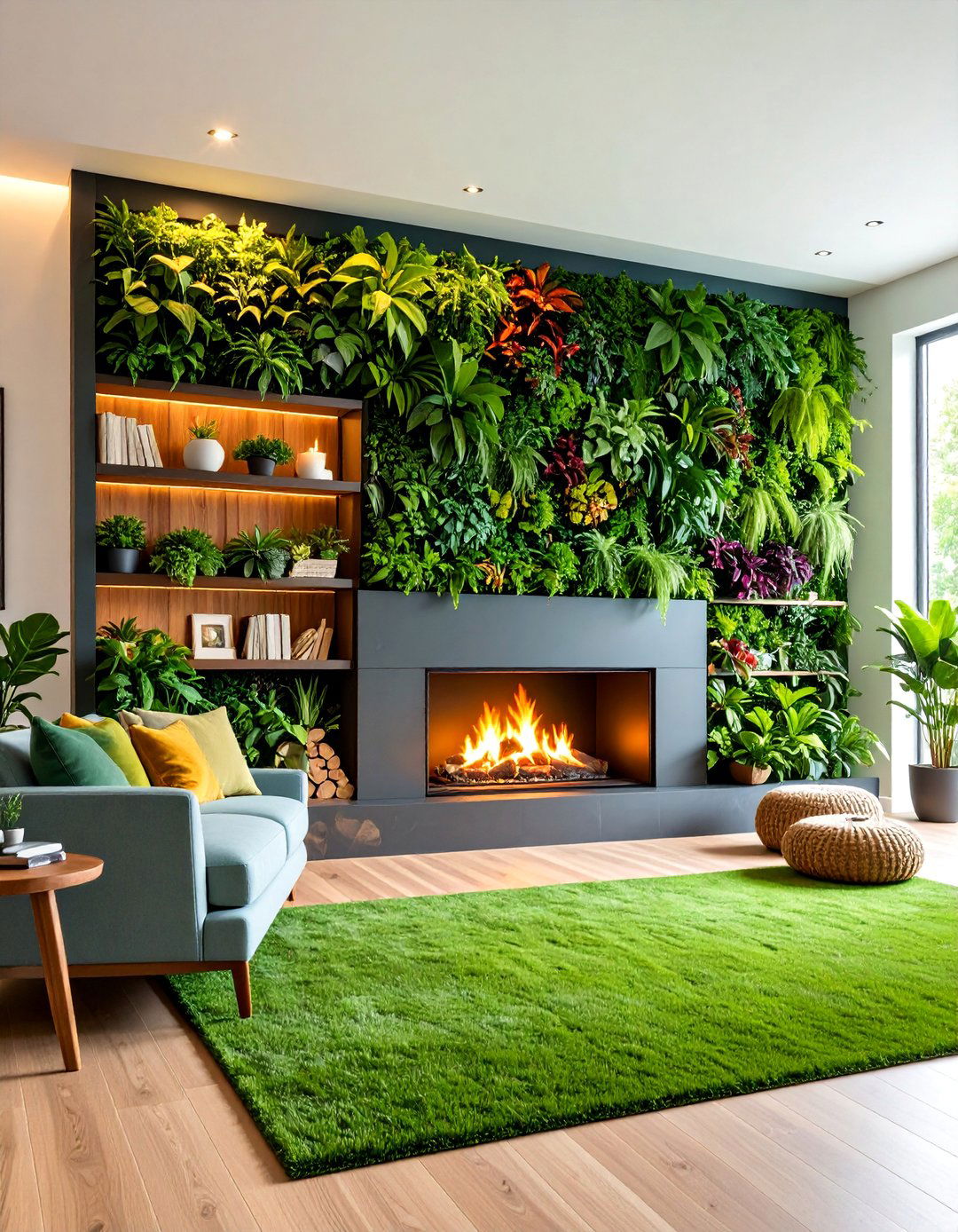 Living Plant Wall Integration - 25 Fireplace Accent Wall Ideas