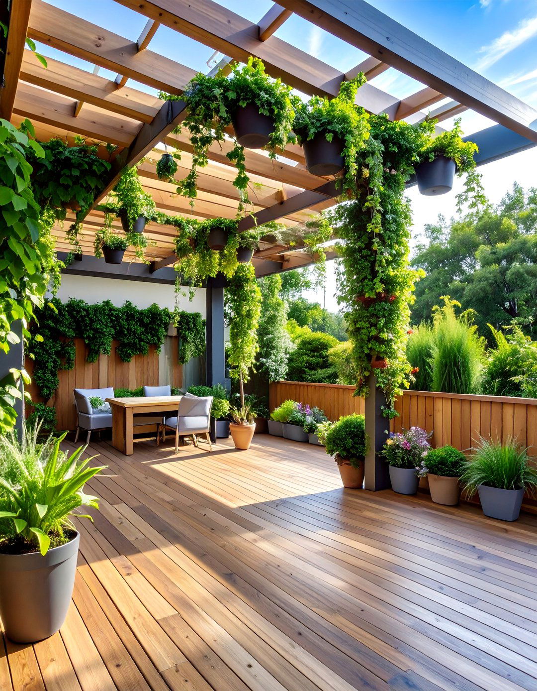Living Privacy Pergola System - 25 Deck Privacy Ideas