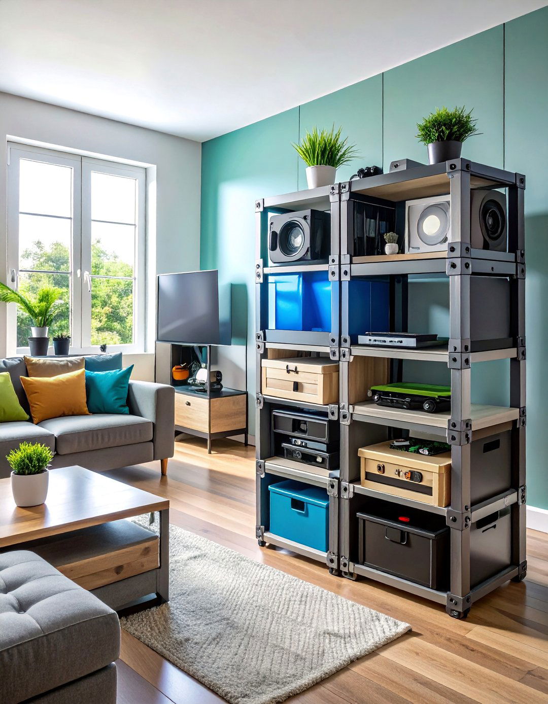 Living Room Entertainment Media Storage - 25 Milk Crate Storage Ideas