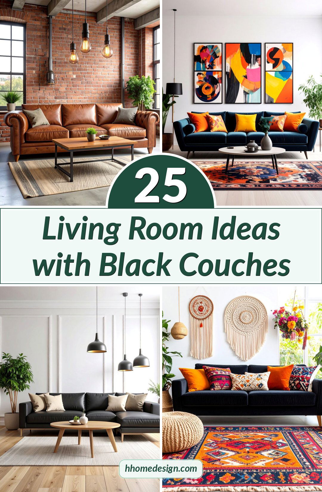 25 Living Room Ideas with Black Couches