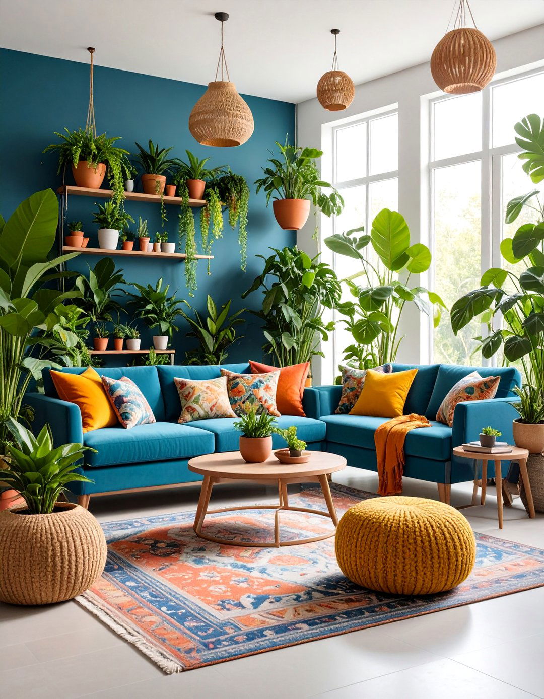 Living Room Plant Paradise with Greenery Abundance - 25 Housewarming Decoration Ideas