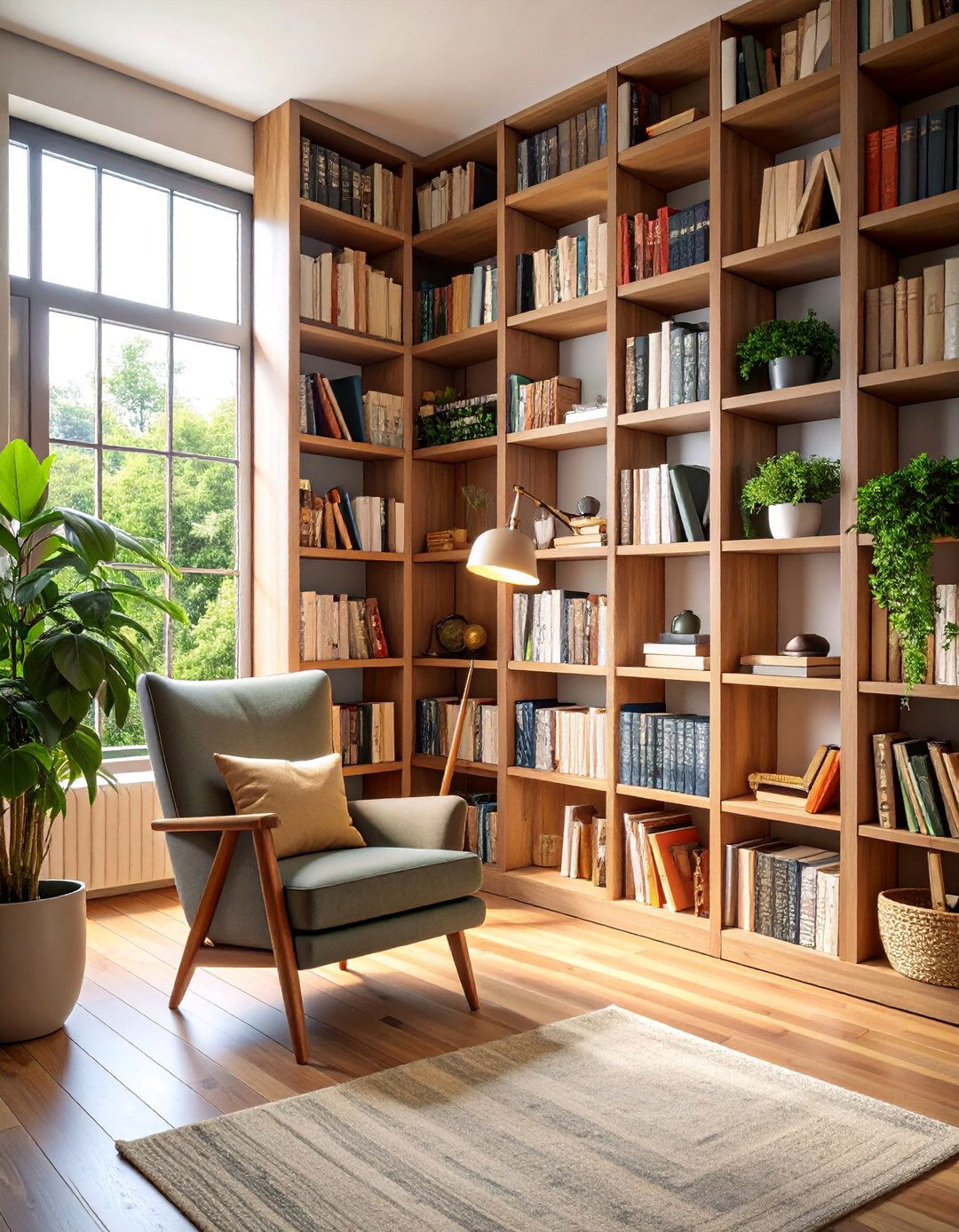 Living Room Shelf Reading Nook Library Corner - 25 Living Room Shelf Ideas