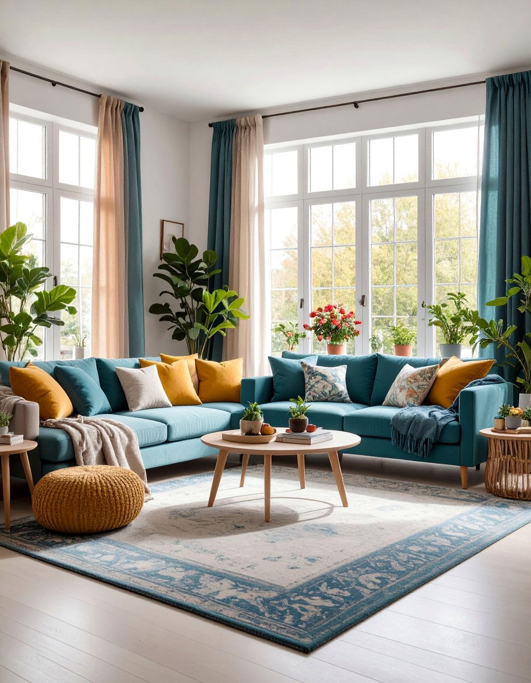 Living Room with Asymmetrical Window Treatments - 25 Asymmetrical Balance Interior Design Ideas