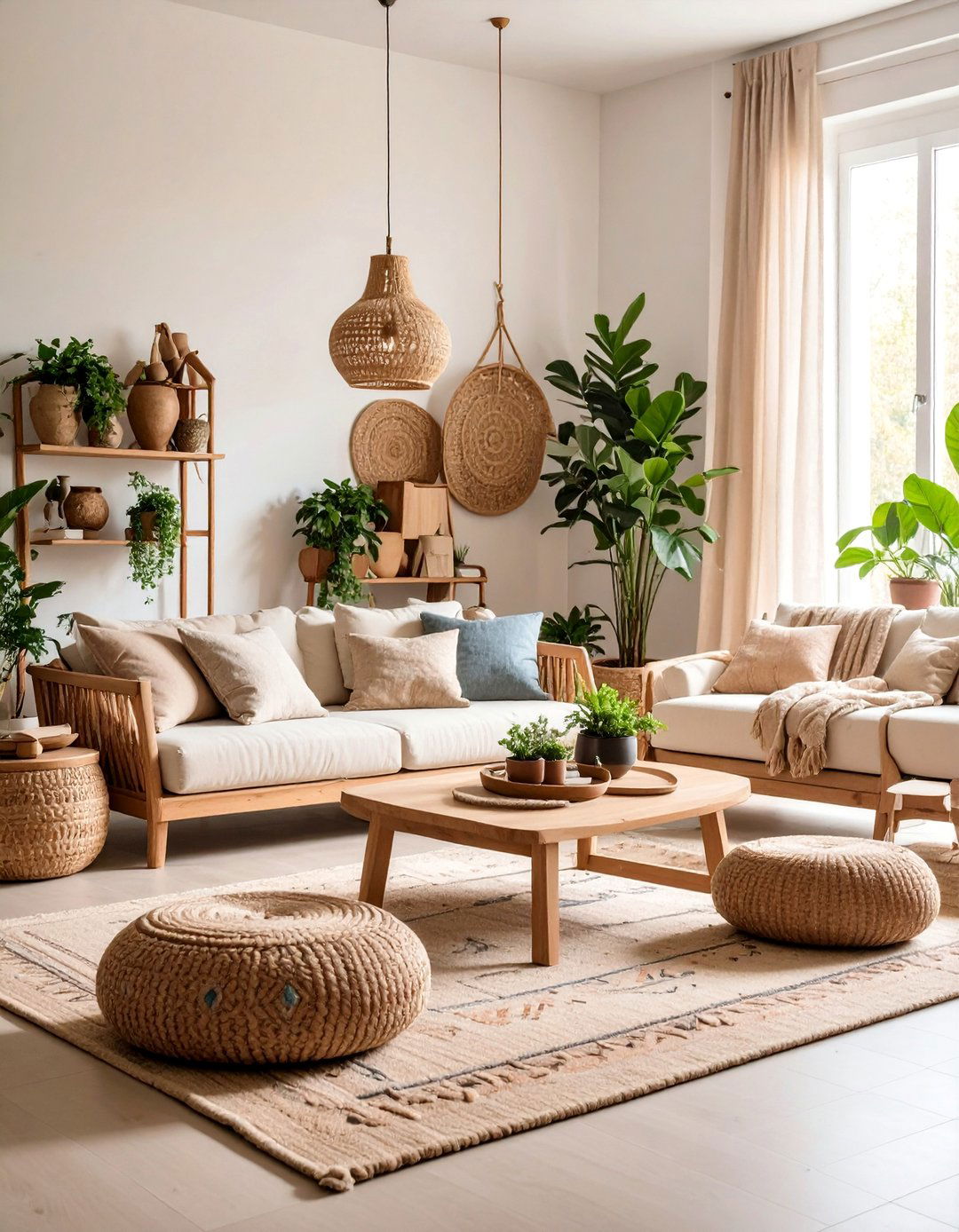 Living Room with Floor Seating and Low Tables - 25 Boho-scandinavian Design and Decor Ideas