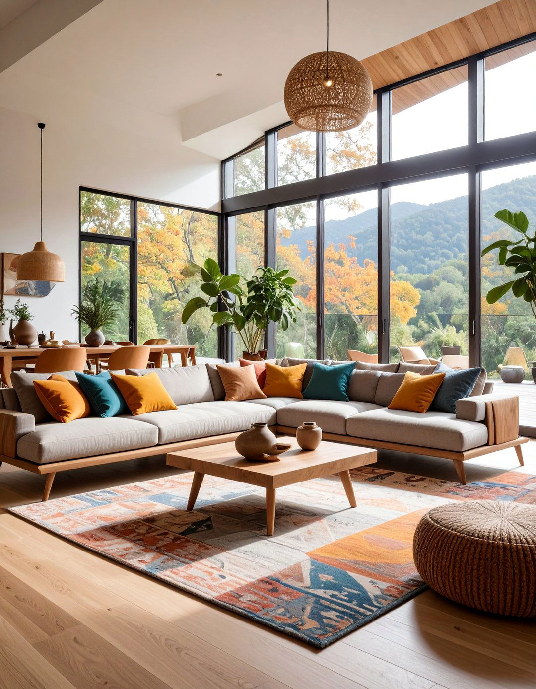 Living Room with Low Profile Sectional Seating - 25 Prairie-style Interior Design Ideas