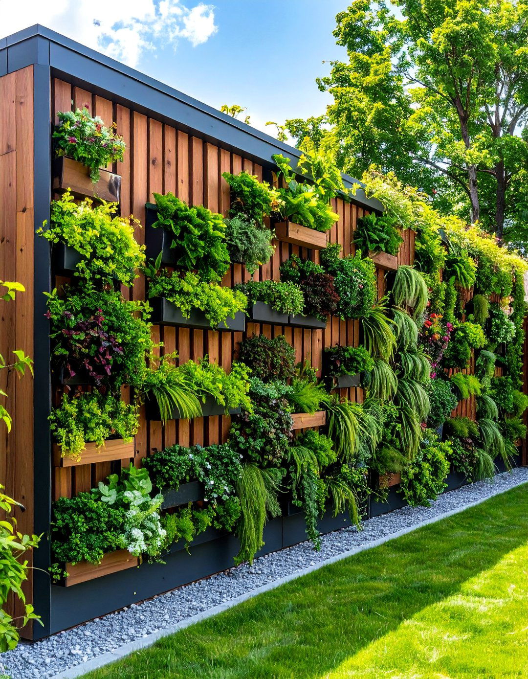 Living Wall Fence with Vertical Gardens - 25 Front Yard Fence Ideas