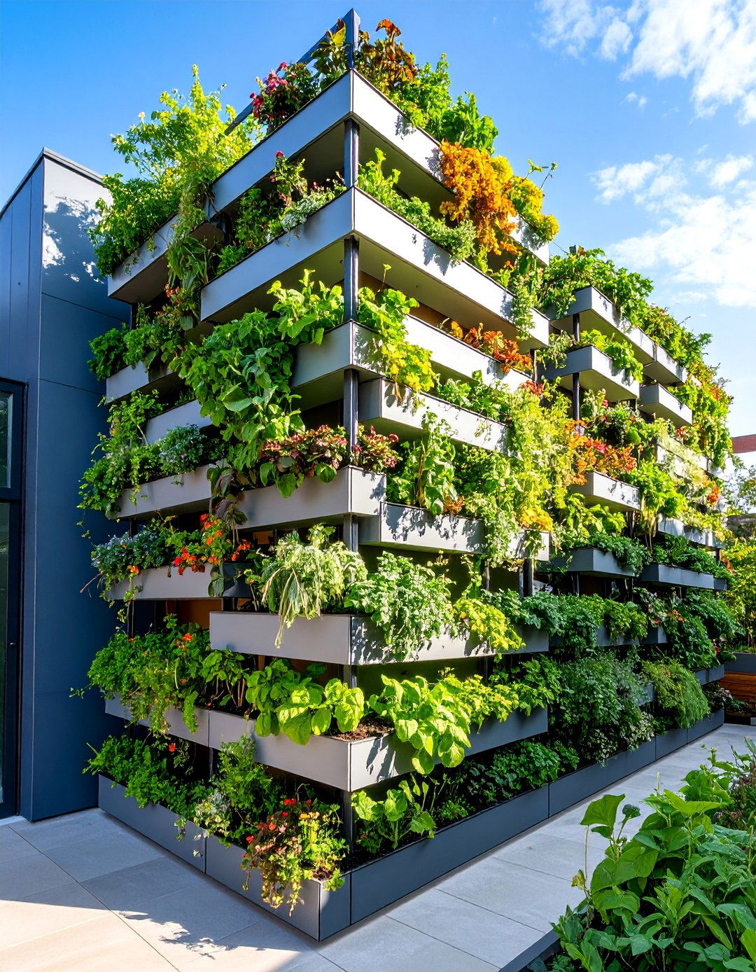 Living Wall Tiered Garden with Vertical Planting - 25 Tiered Garden Ideas