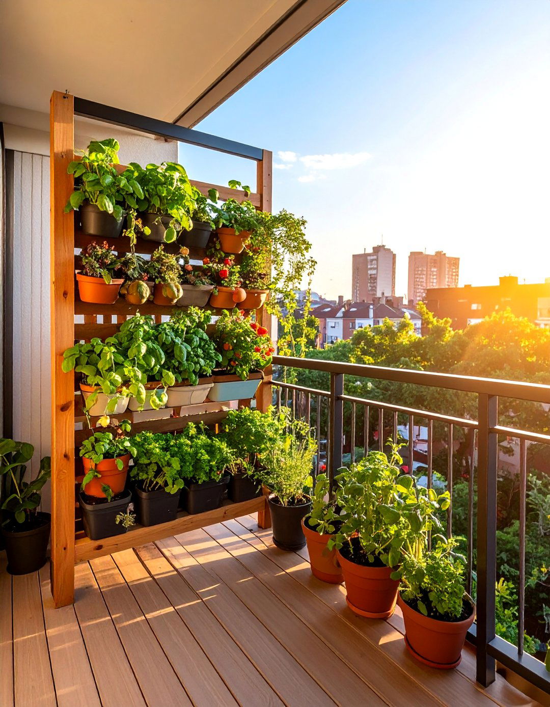 Living Wall Trellis with Integrated Herb Garden - 25 Balcony Trellis Ideas