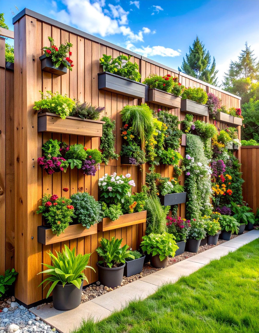 Living Wall Vertical Garden System - 25 Backyard Privacy Ideas