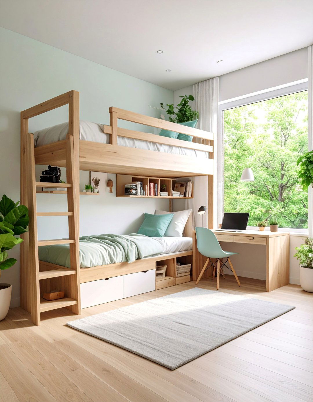Loft Bed with Desk and Storage Underneath - 25 Small Apartment Storage Ideas