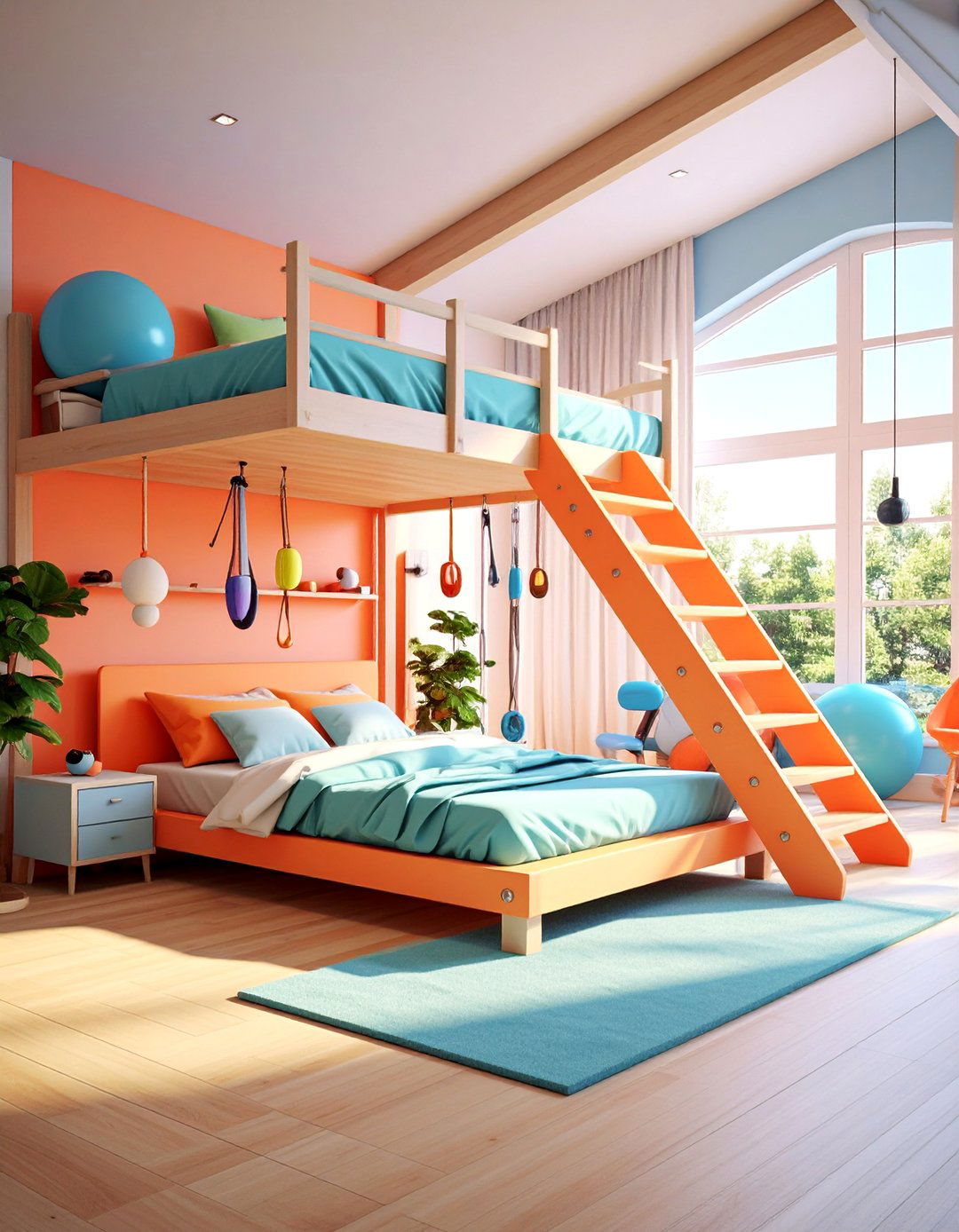 Loft Bed with Exercise and Fitness Zone - 25 Loft Bed Ideas