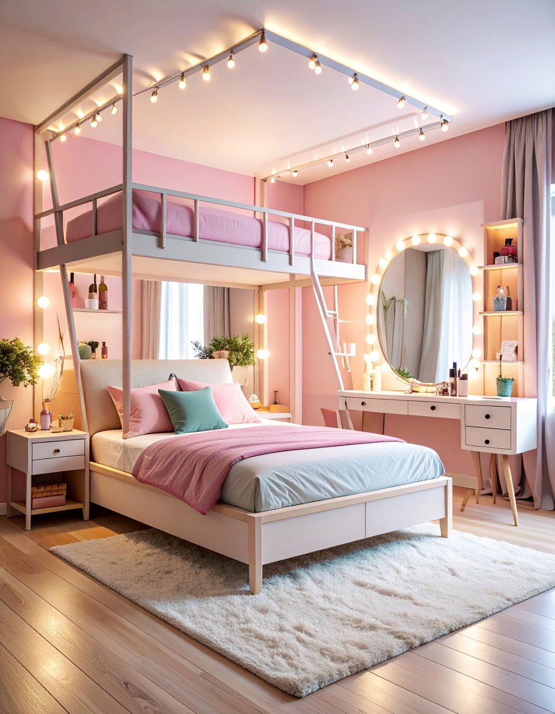 Loft Bed with Vanity and Beauty Station - 25 Loft Bed Ideas