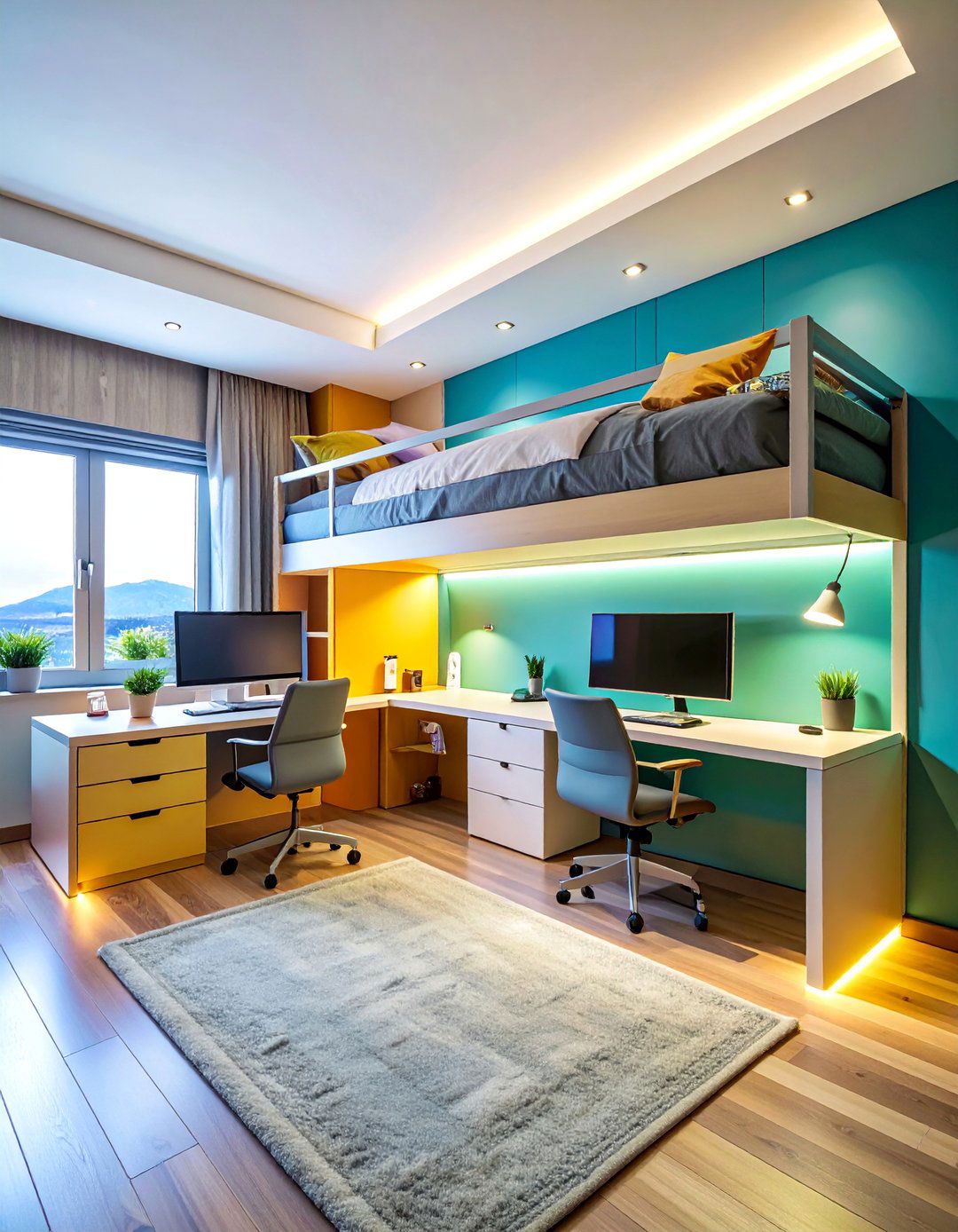 Loft Gaming Bed with Built In Workstation - 25 Boys Gaming Bedroom Ideas