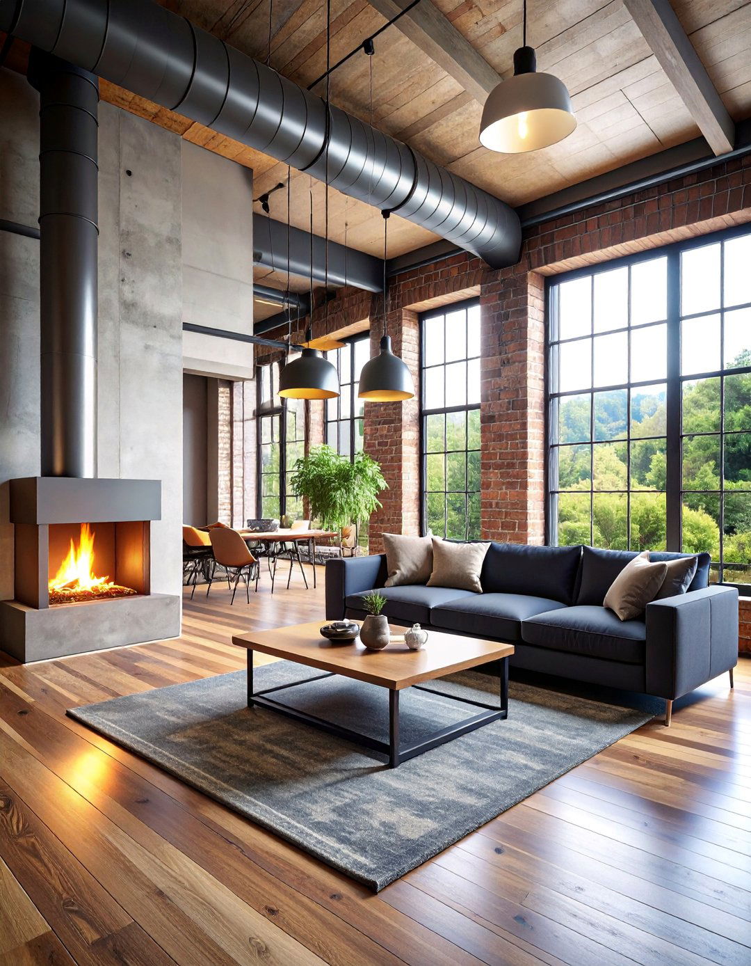 Loft Style Great Room with Exposed Mechanicals - 25 Great Room Ideas