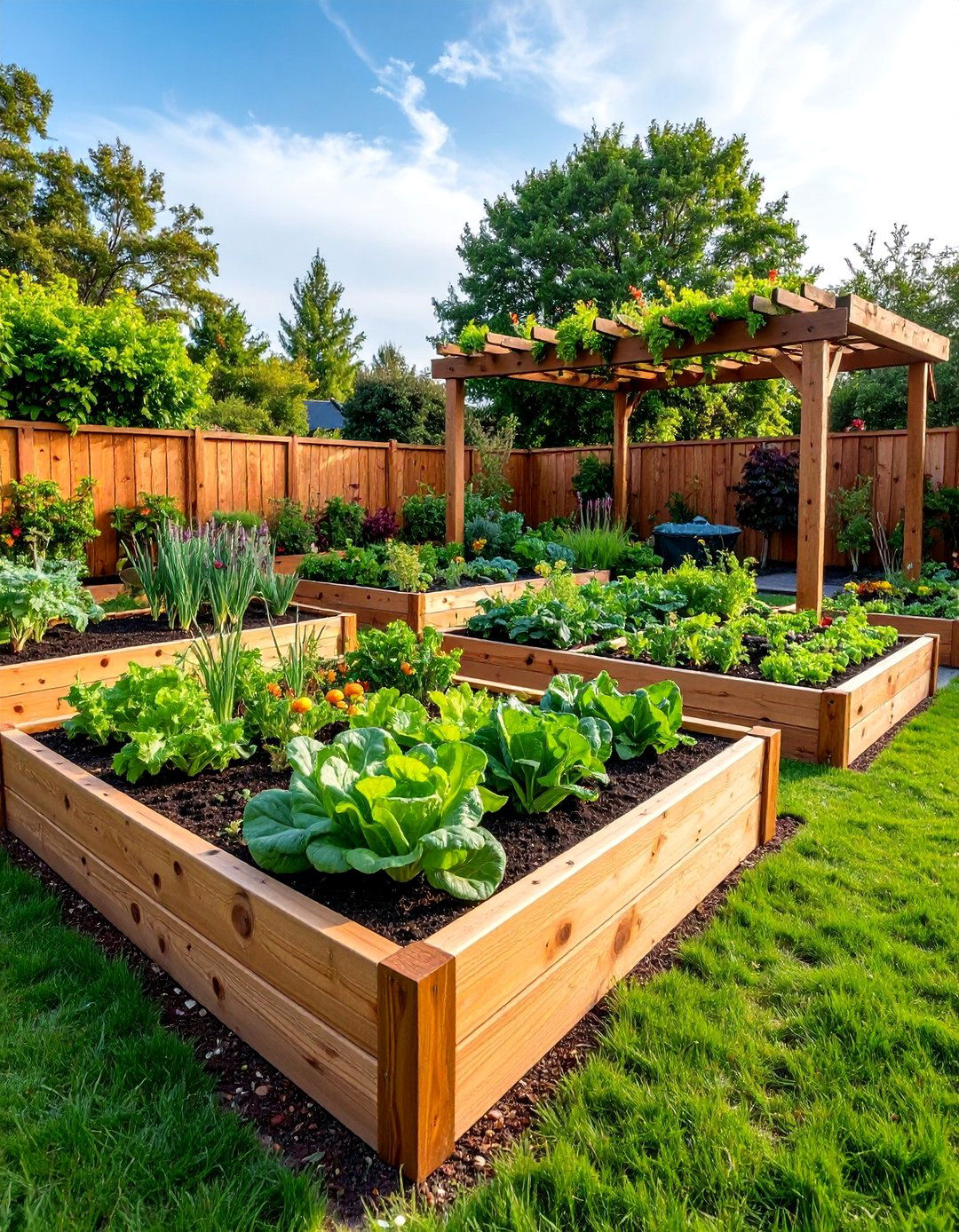 Log Border Raised Beds with Vegetable Garden - 25 Rustic Landscaping Ideas