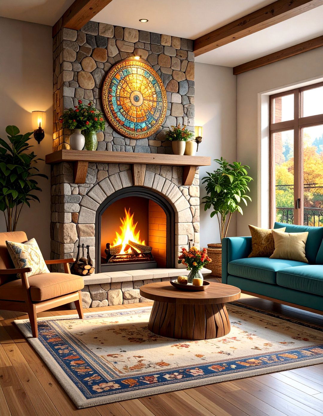 Log Burner with Decorative Mosaic Tile Surrounds - 25 Log Burner Ideas